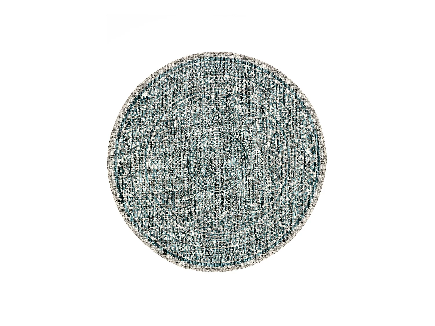 Tapis d'extérieur & intérieur rond Cleo Beige/Bleu ø 120 cm rond