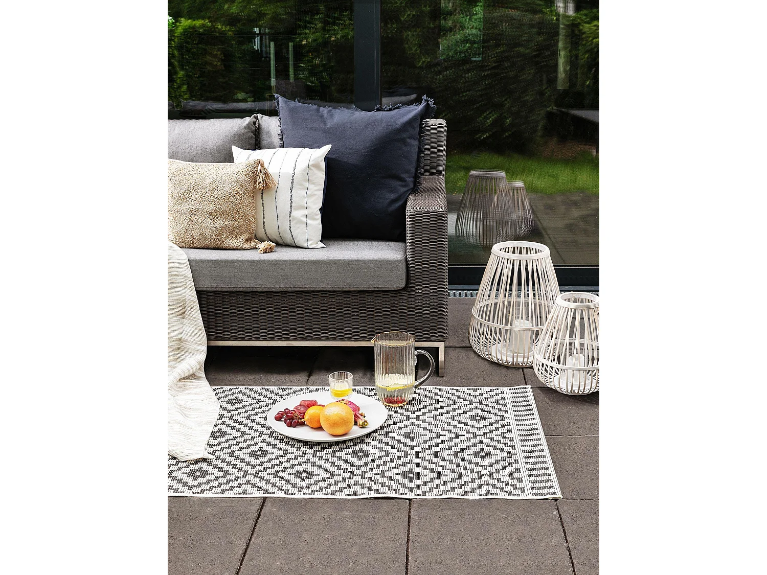 Tapis d'extérieur & intérieur Metro Noir & Blanc 80x200 cm