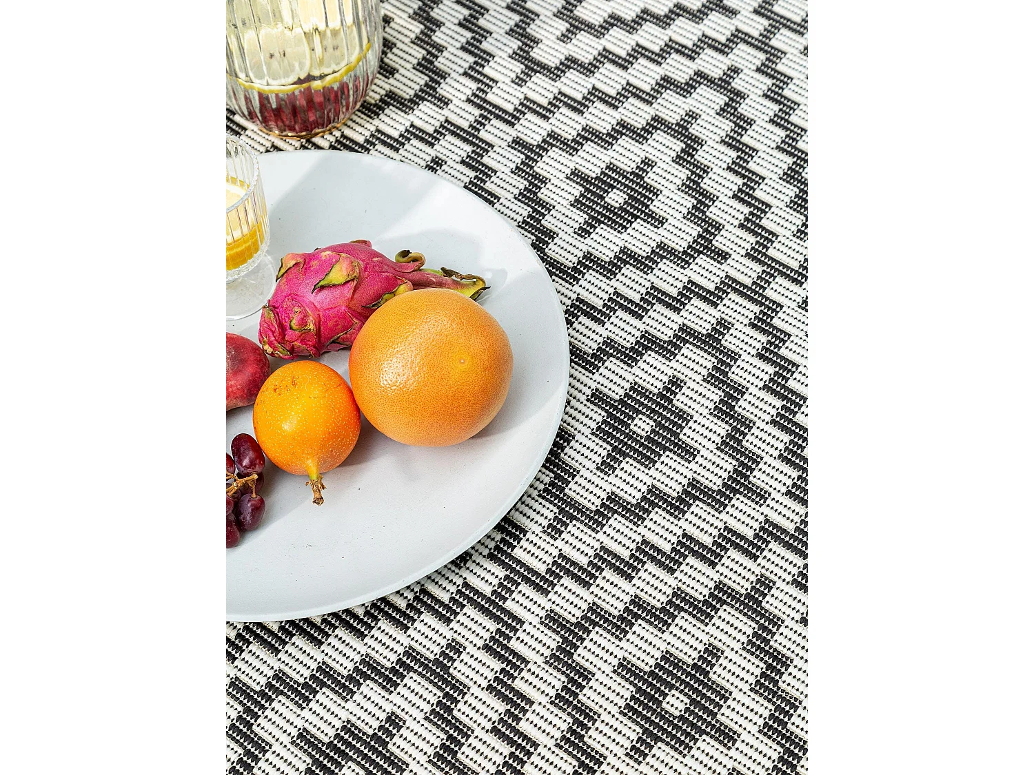 Tapis d'extérieur & intérieur Metro Noir & Blanc 80x200 cm