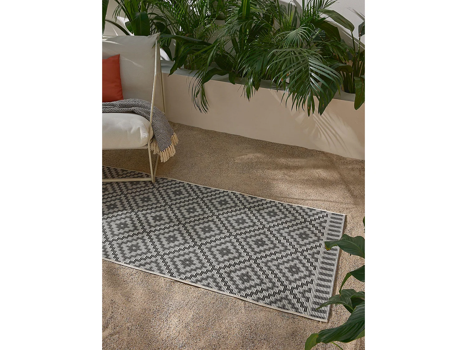 Tapis d'extérieur & intérieur Metro Noir & Blanc 80x200 cm