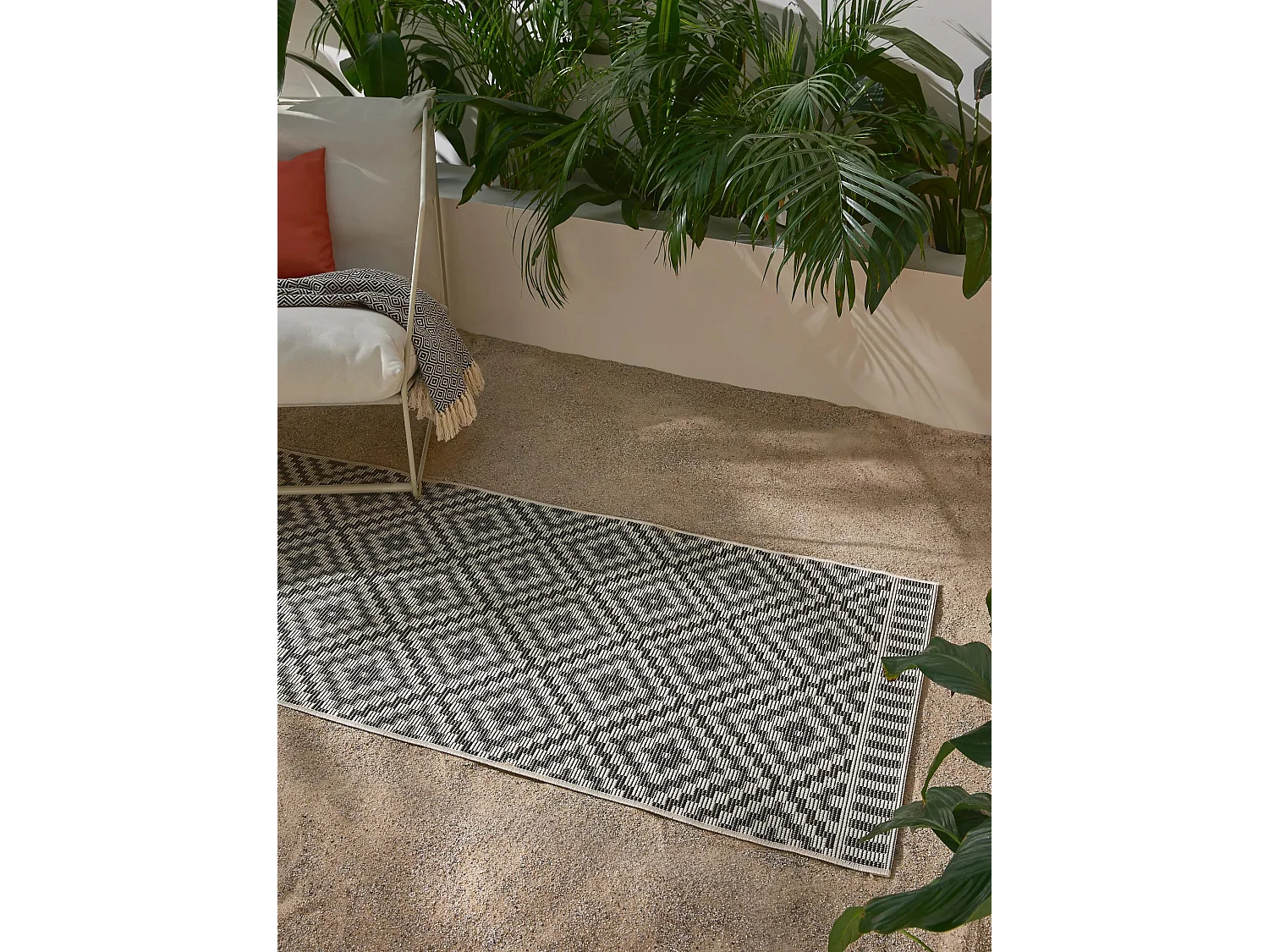 Tapis d'extérieur & intérieur Metro Noir & Blanc 80x200 cm