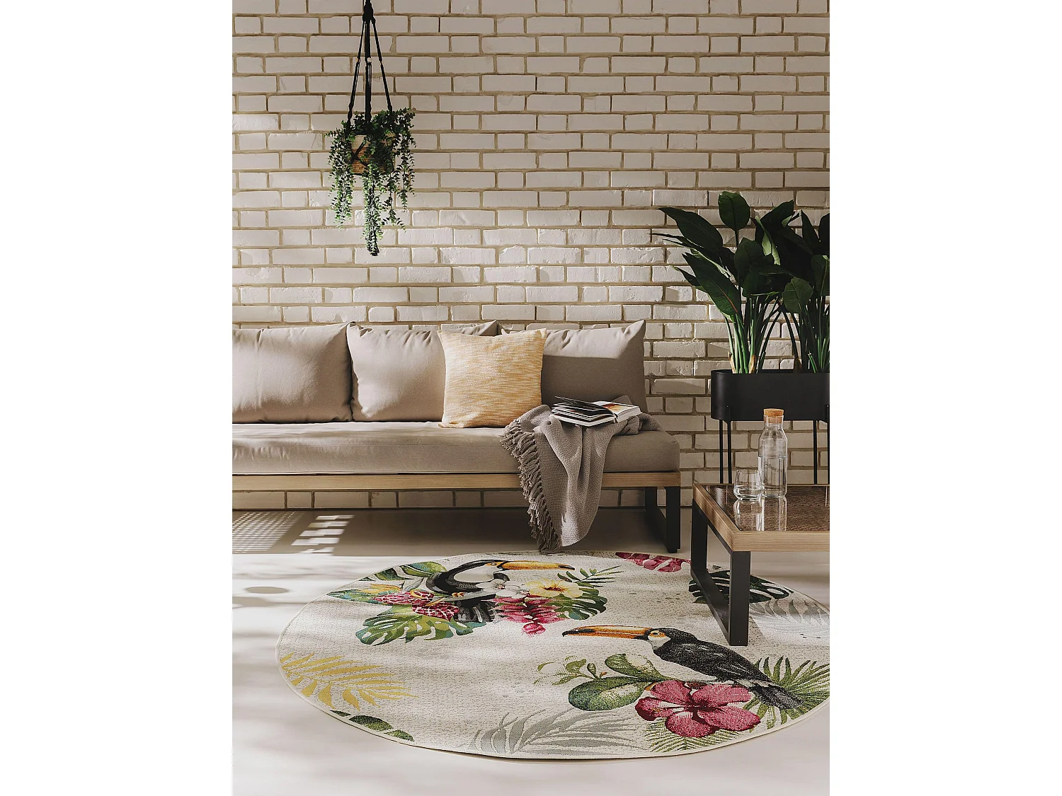 Tapis d'extérieur & intérieur rond Artis Multicouleur ø 160 cm rond