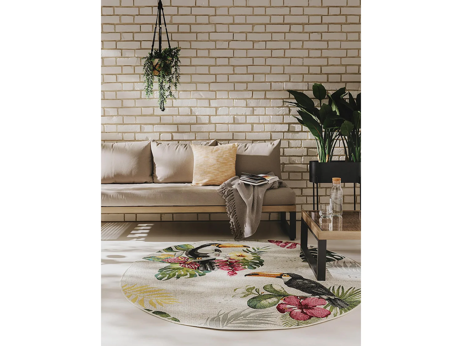 Tapis d'extérieur & intérieur rond Artis Multicouleur ø 160 cm rond