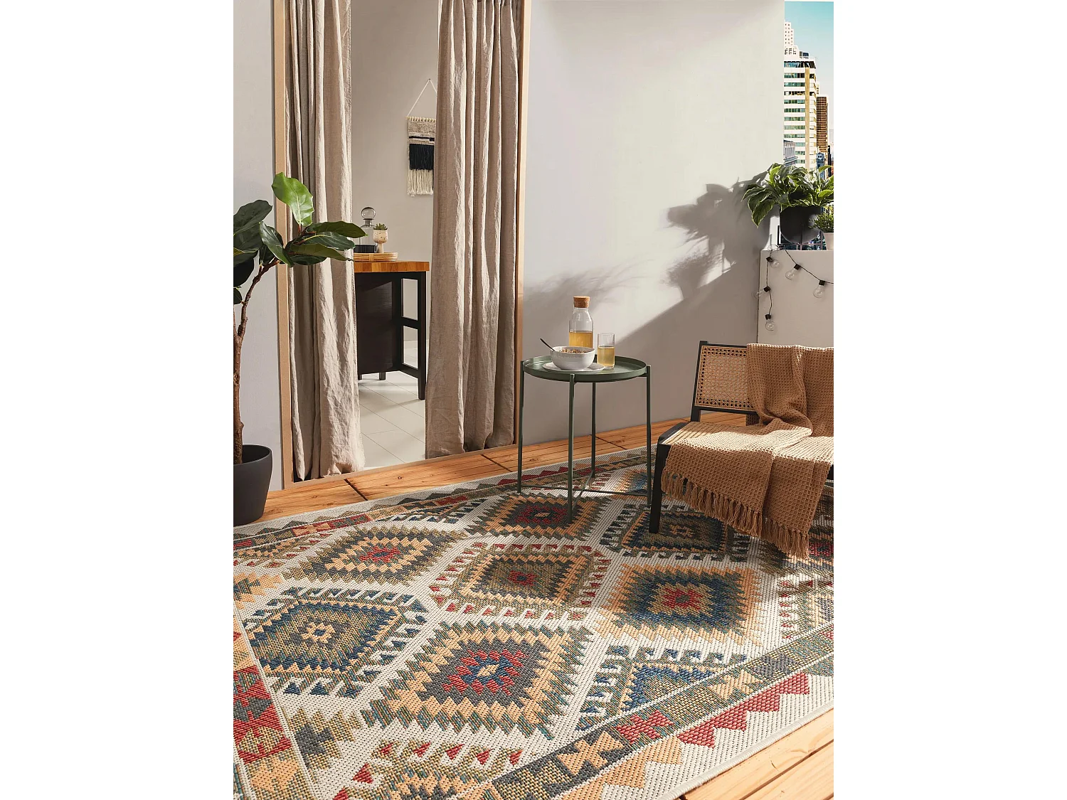 Tapis d'extérieur & intérieur Mirena Multicouleur 80x150 cm