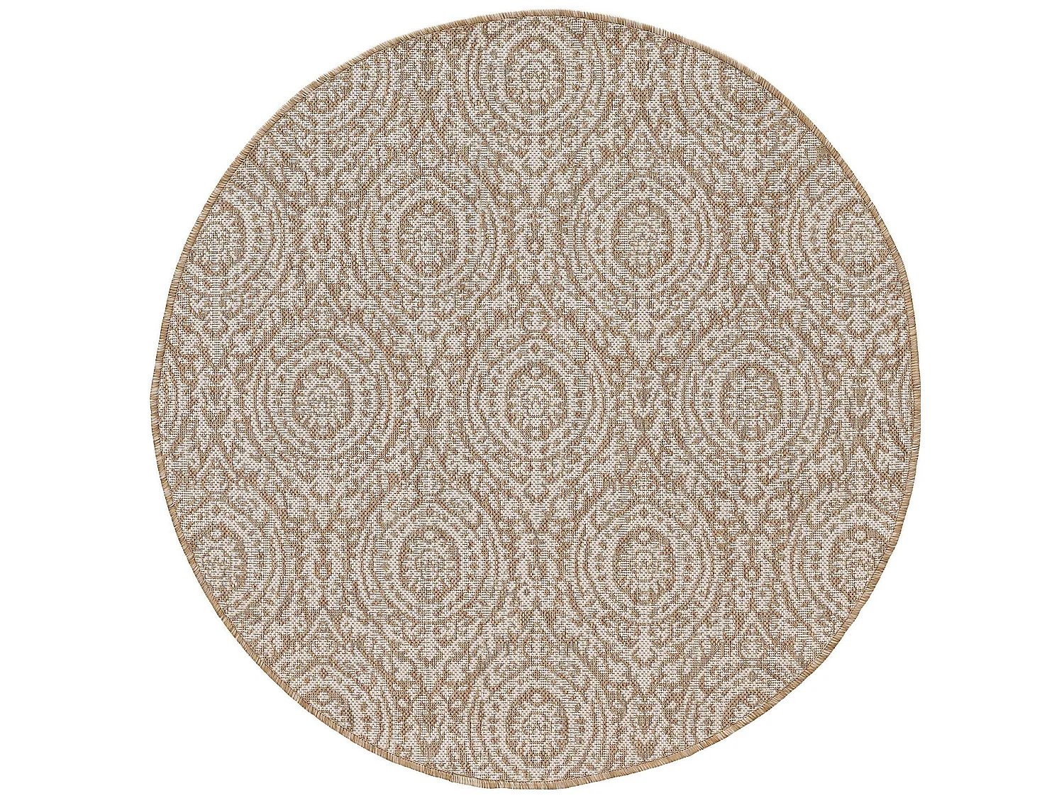 Tapis d'extérieur & intérieur rond Cleo Crème/Beige ø 120 cm rond
