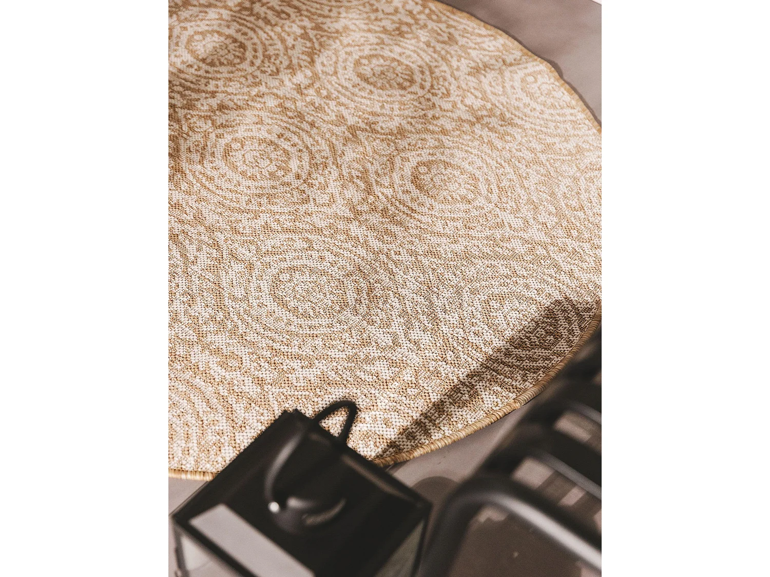 Tapis d'extérieur & intérieur rond Cleo Crème/Beige ø 120 cm rond