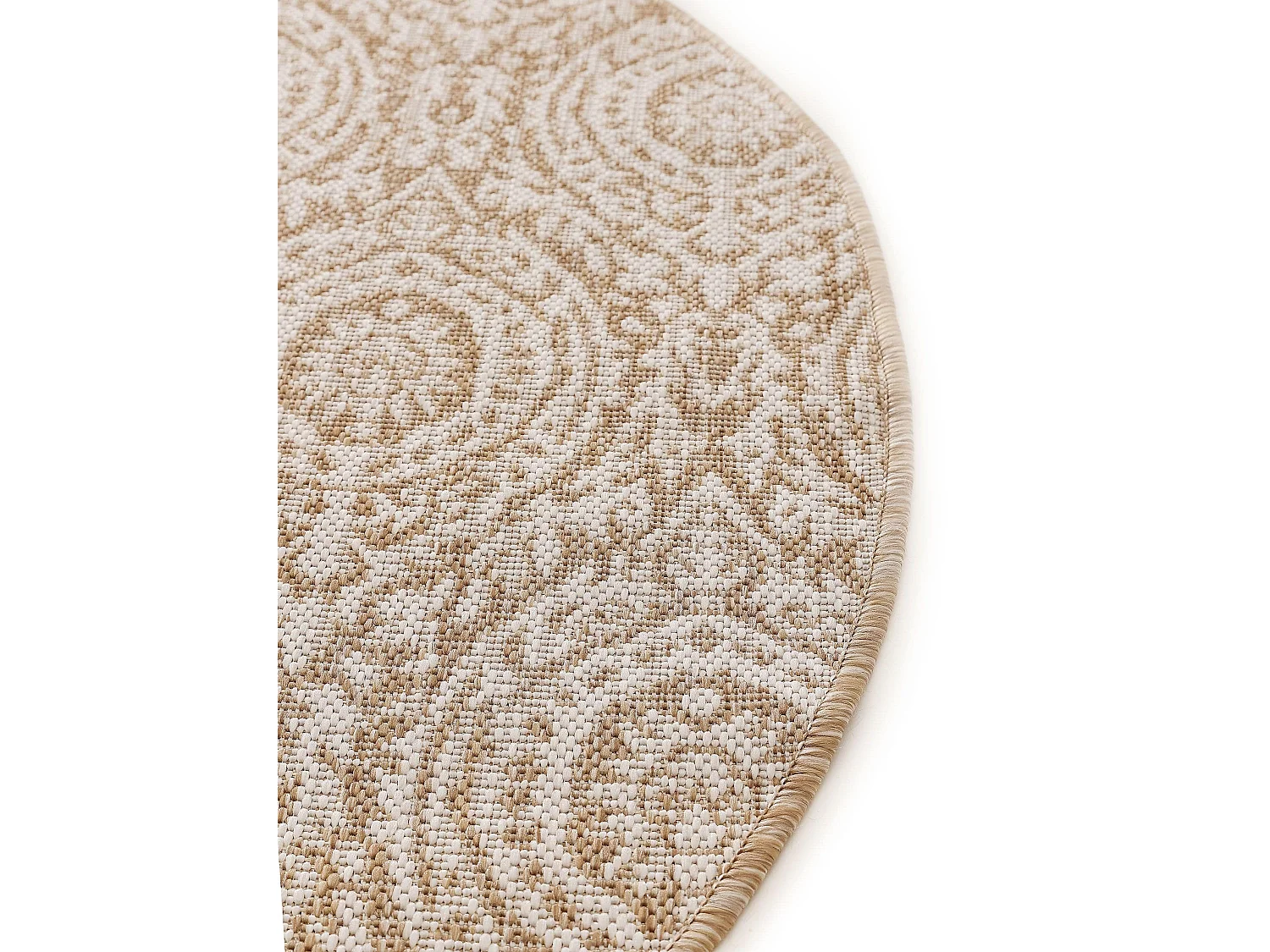 Tapis d'extérieur & intérieur rond Cleo Crème/Beige ø 120 cm rond
