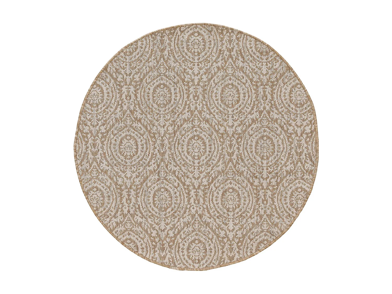 Tapis d'extérieur & intérieur rond Cleo Crème/Beige ø 120 cm rond