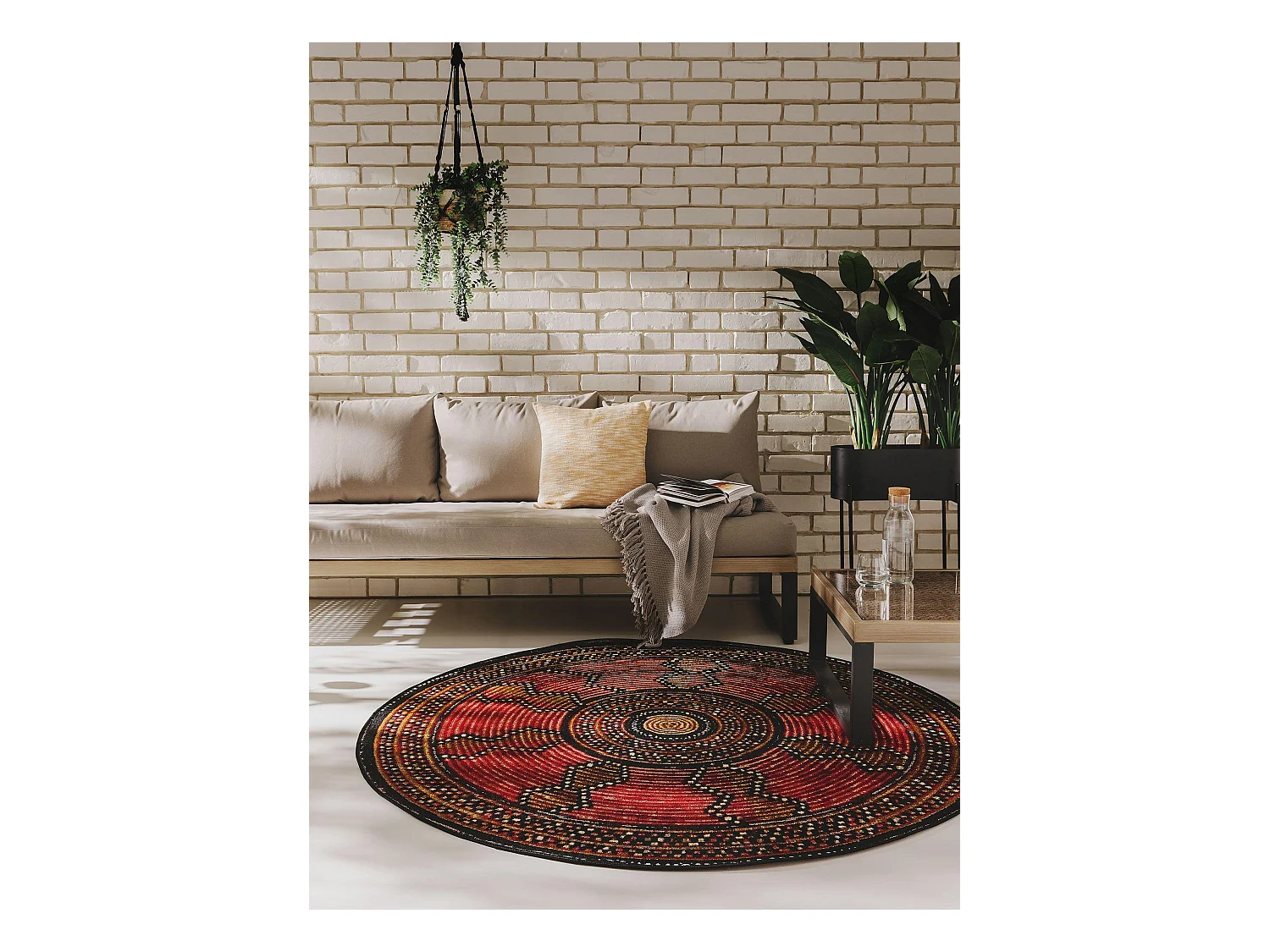 Tapis d'extérieur & intérieur rond Artis Rouge ø 160 cm rond