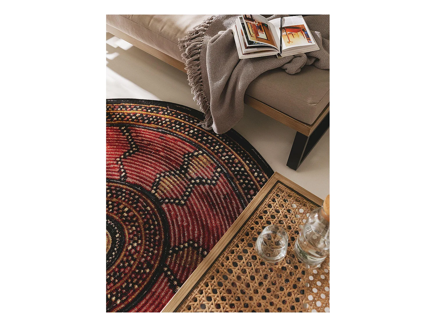 Tapis d'extérieur & intérieur rond Artis Rouge ø 160 cm rond