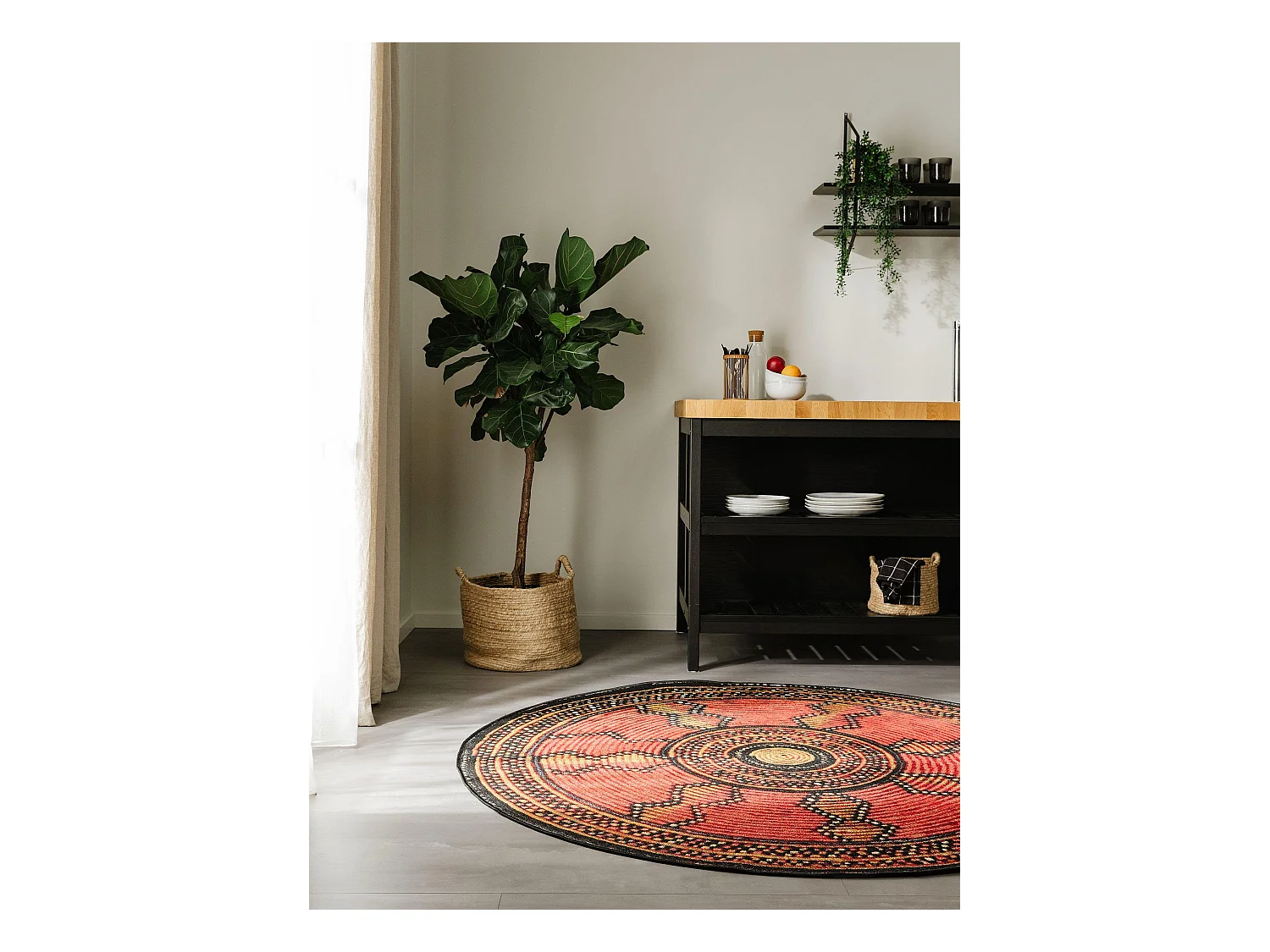 Tapis d'extérieur & intérieur rond Artis Rouge ø 160 cm rond