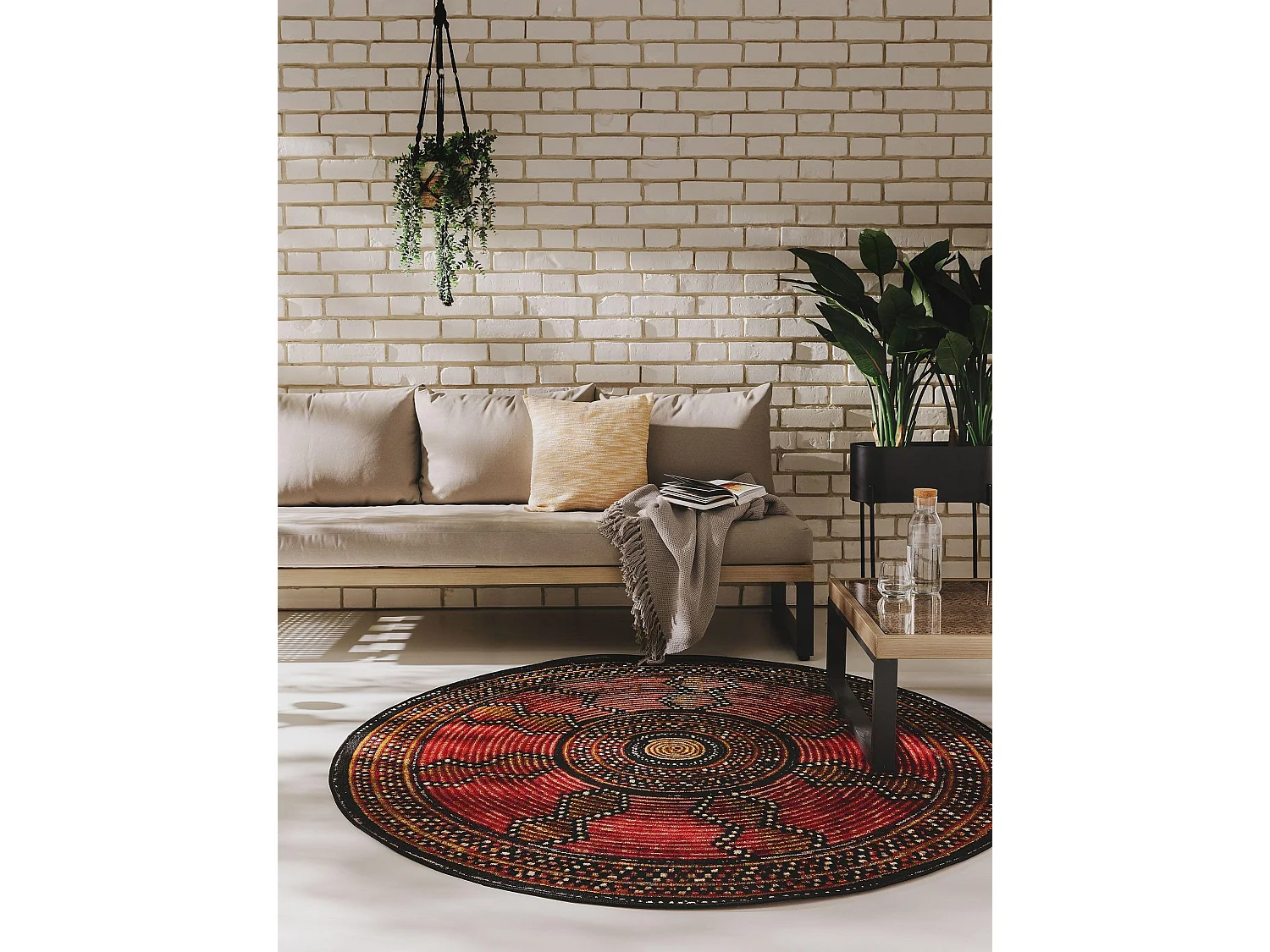 Tapis d'extérieur & intérieur rond Artis Rouge ø 160 cm rond