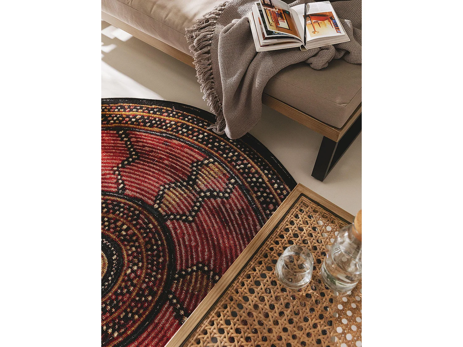 Tapis d'extérieur & intérieur rond Artis Rouge ø 160 cm rond