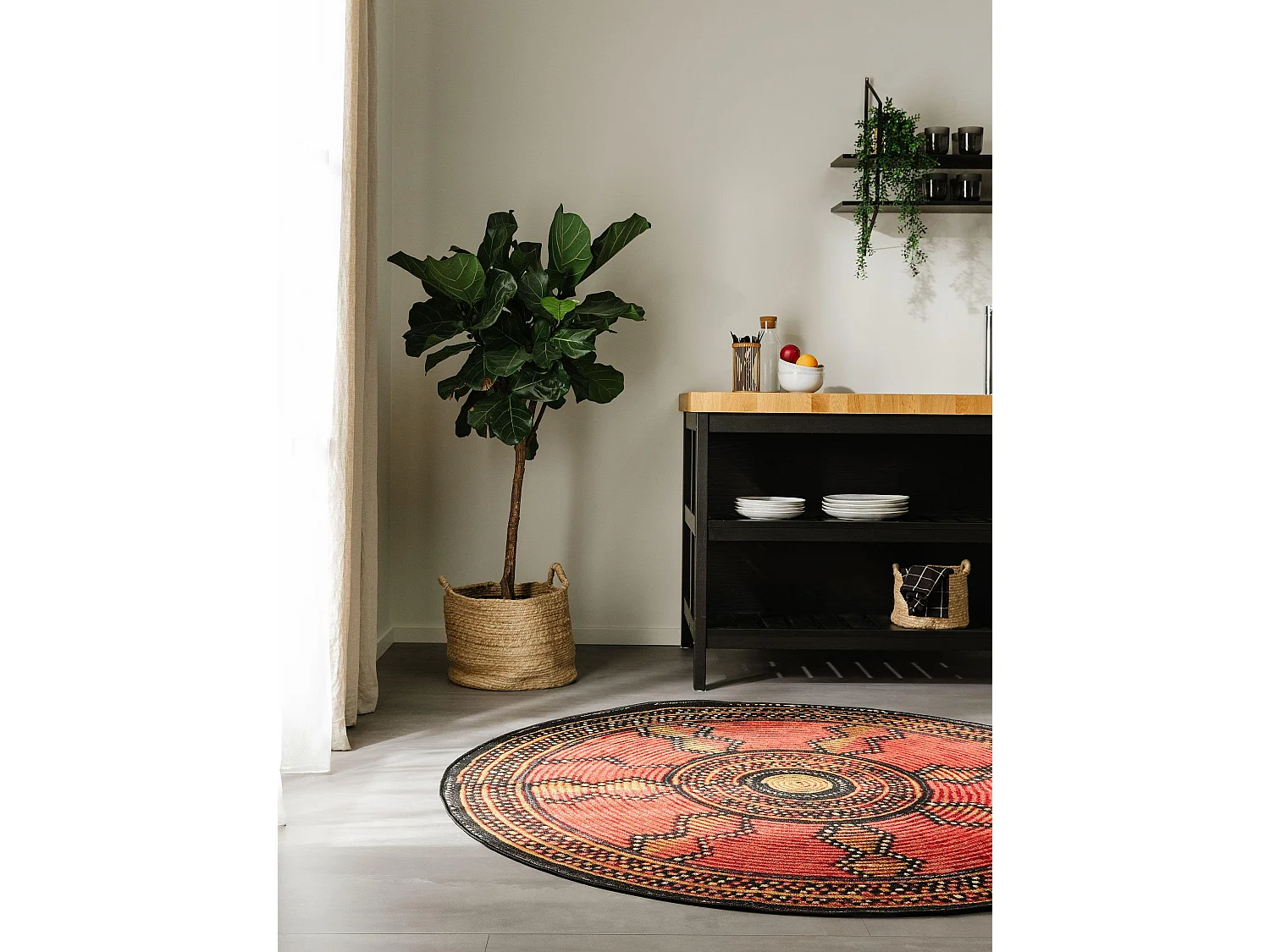 Tapis d'extérieur & intérieur rond Artis Rouge ø 160 cm rond