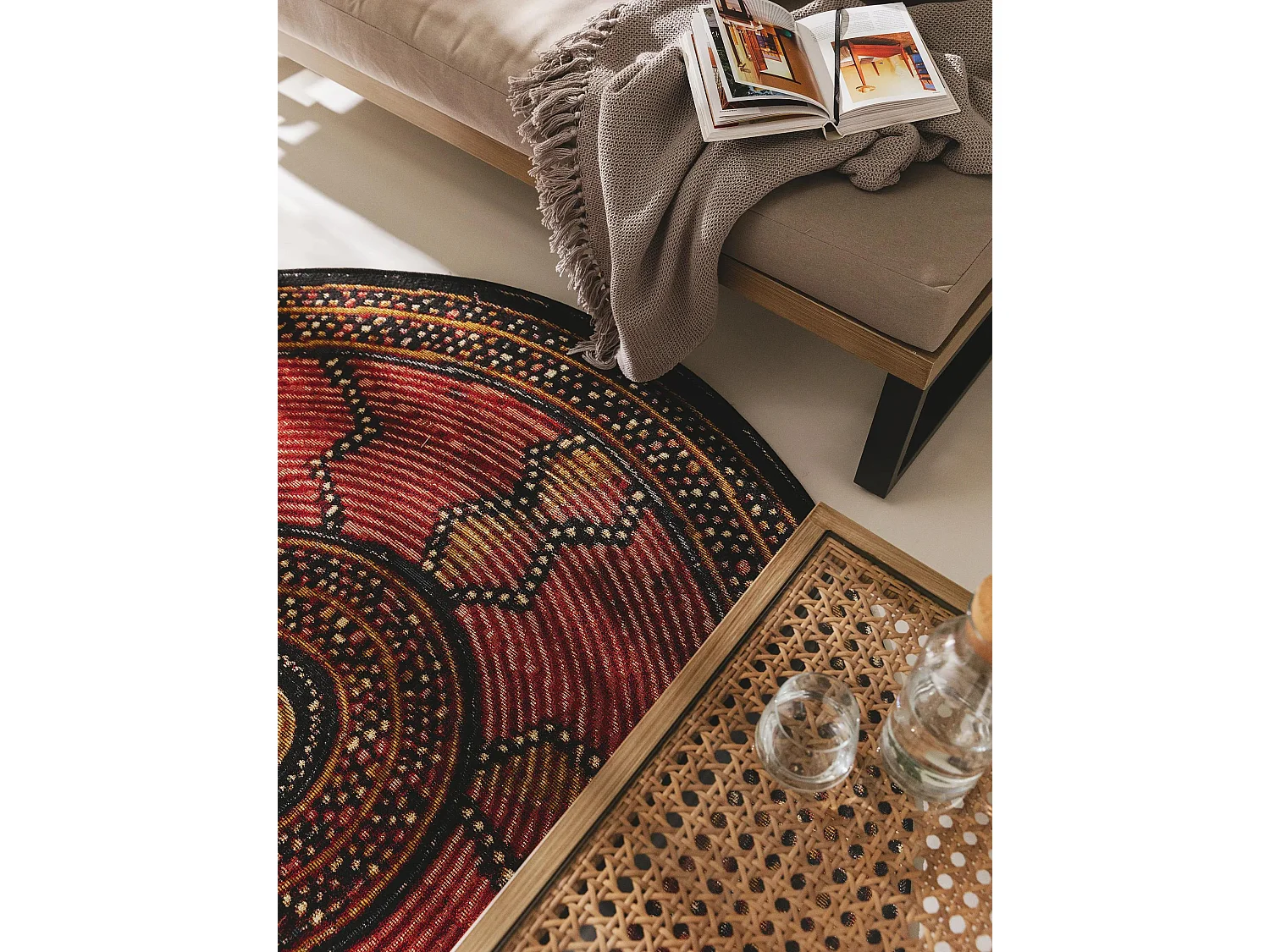 Tapis d'extérieur & intérieur rond Artis Rouge ø 160 cm rond