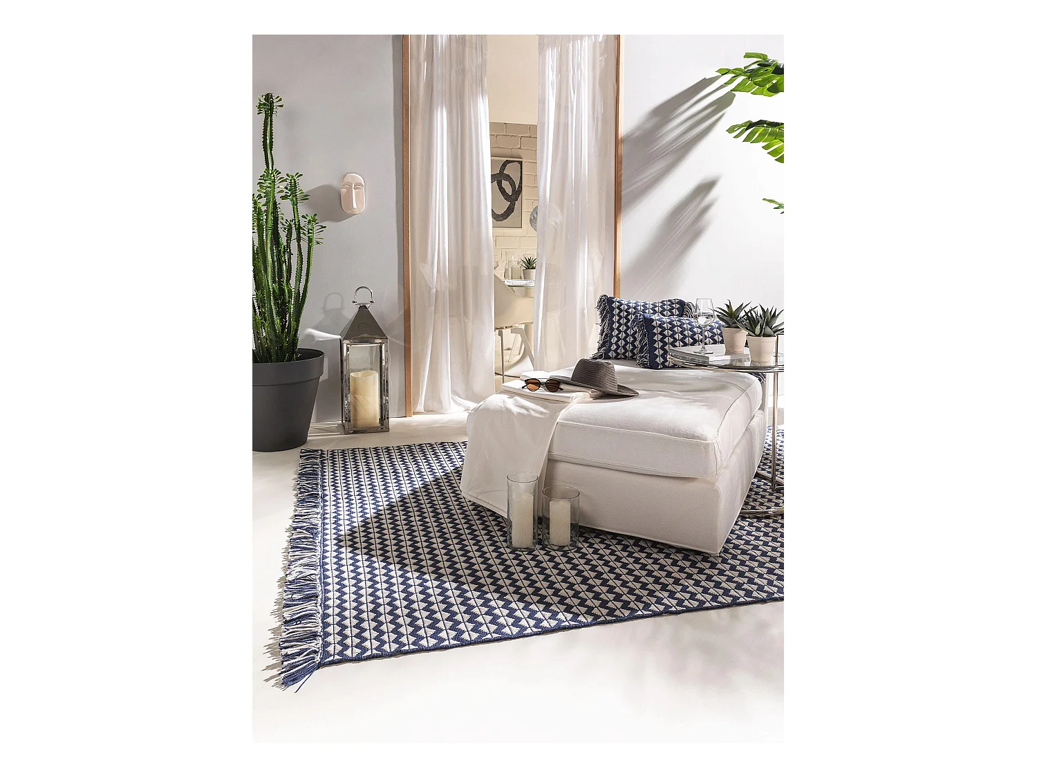 Tapis fabriqué à partir de matériaux recyclés Morty Bleu foncé 200x300 cm