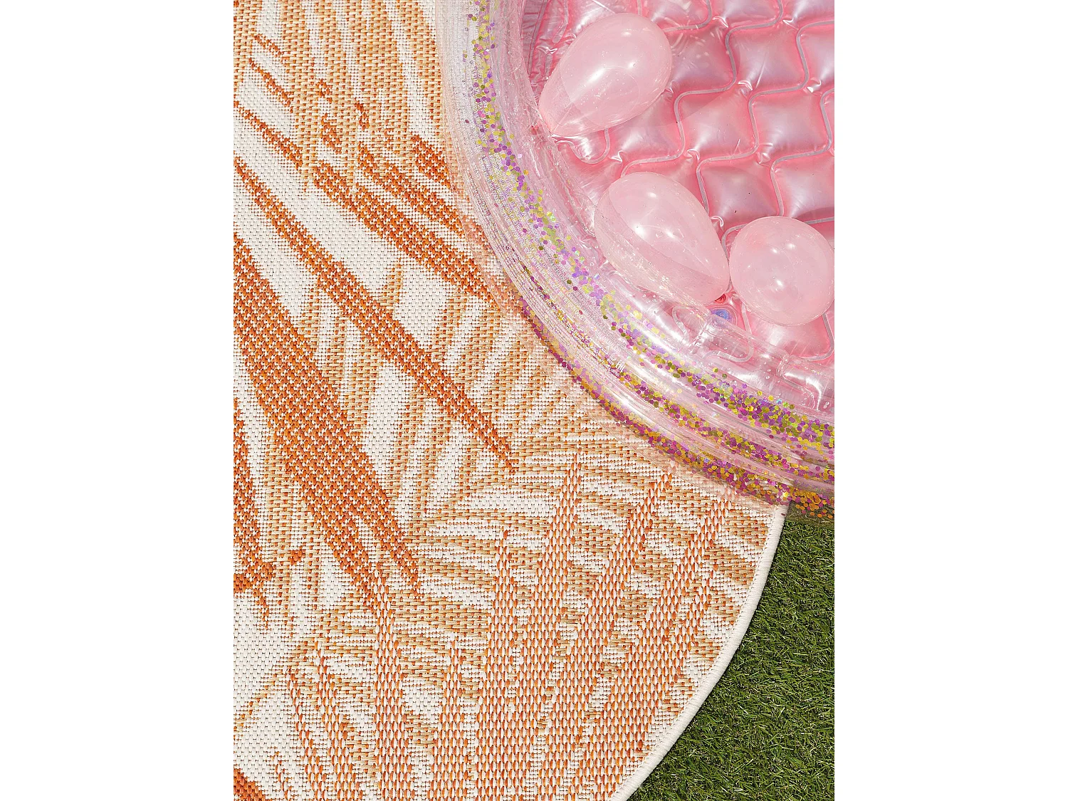 Tapis d'extérieur & intérieur rond Cleo Orange ø 120 cm rond