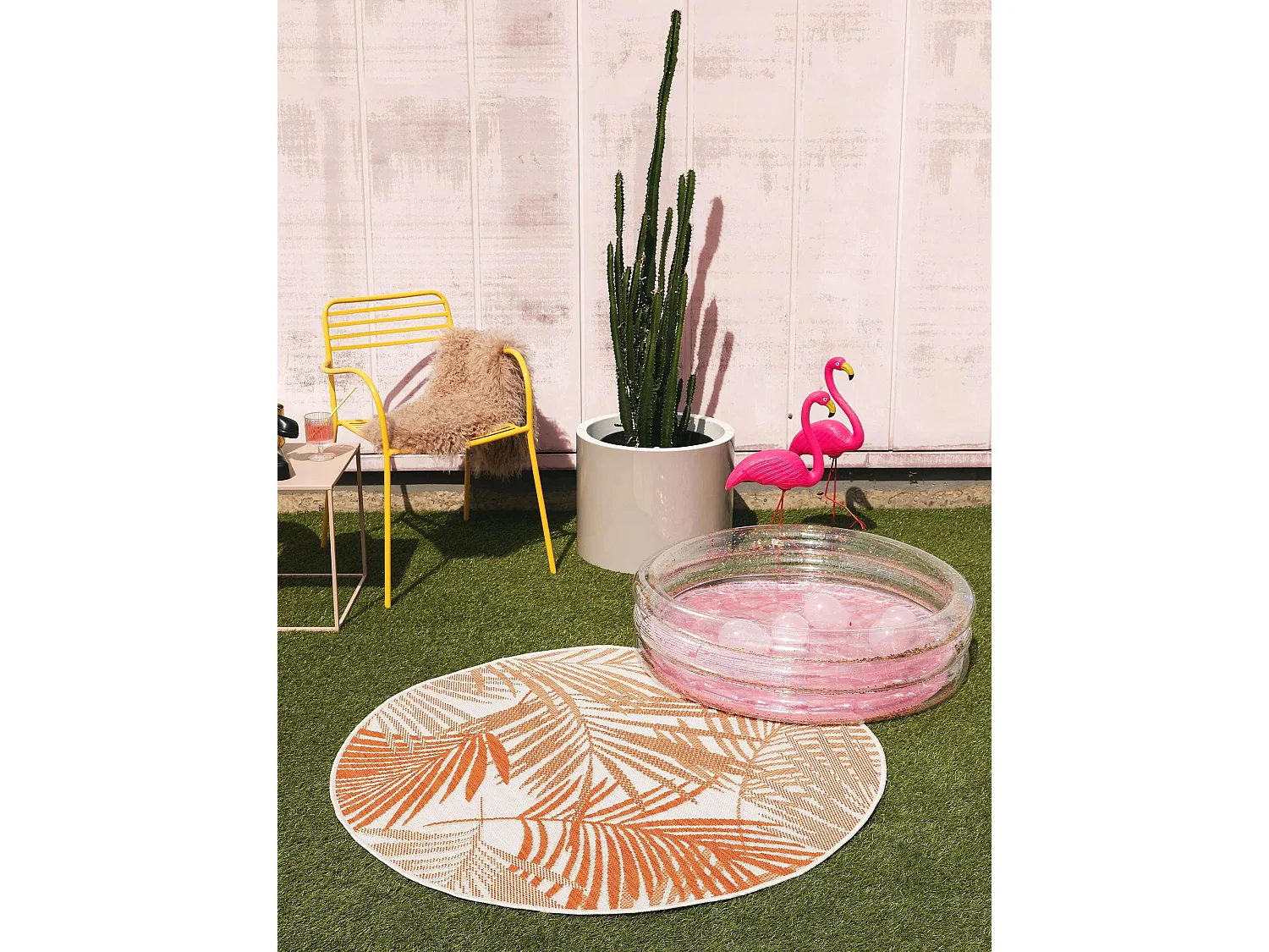 Tapis d'extérieur & intérieur rond Cleo Orange ø 120 cm rond