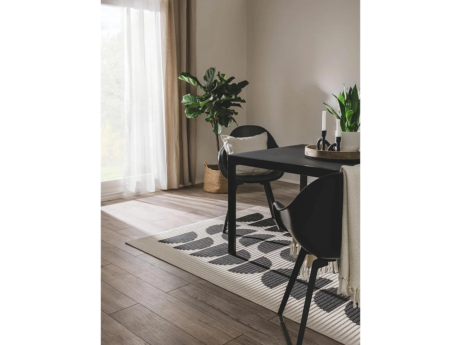 Tapis d'extérieur & intérieur Taro Noir & Blanc 200x290 cm