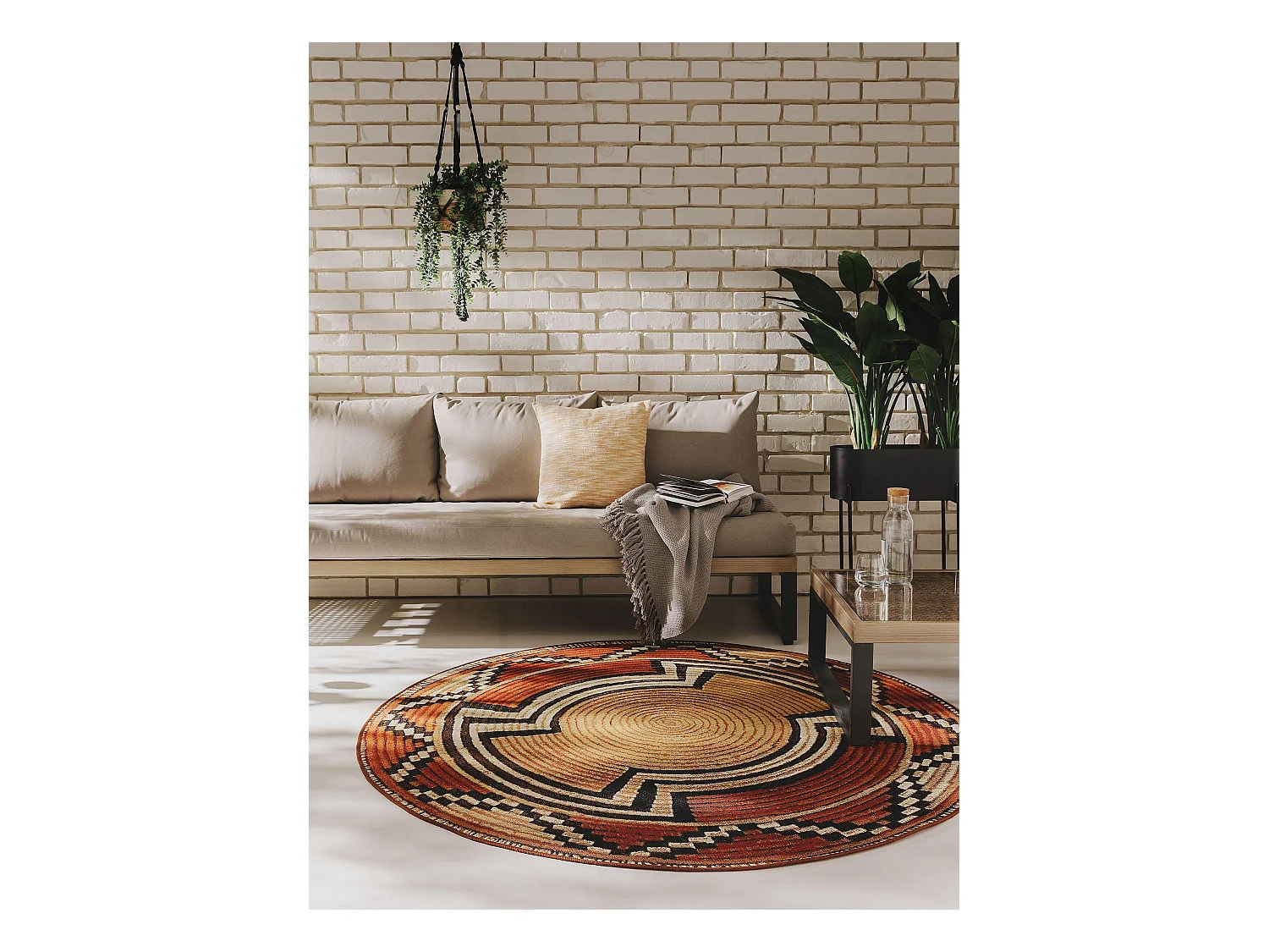 Tapis d'extérieur & intérieur Artis Beige/Cuivre ø 160 cm rond