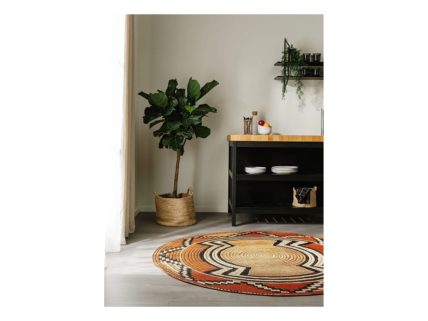 Tapis d'extérieur & intérieur Artis Beige/Cuivre ø 160 cm rond
