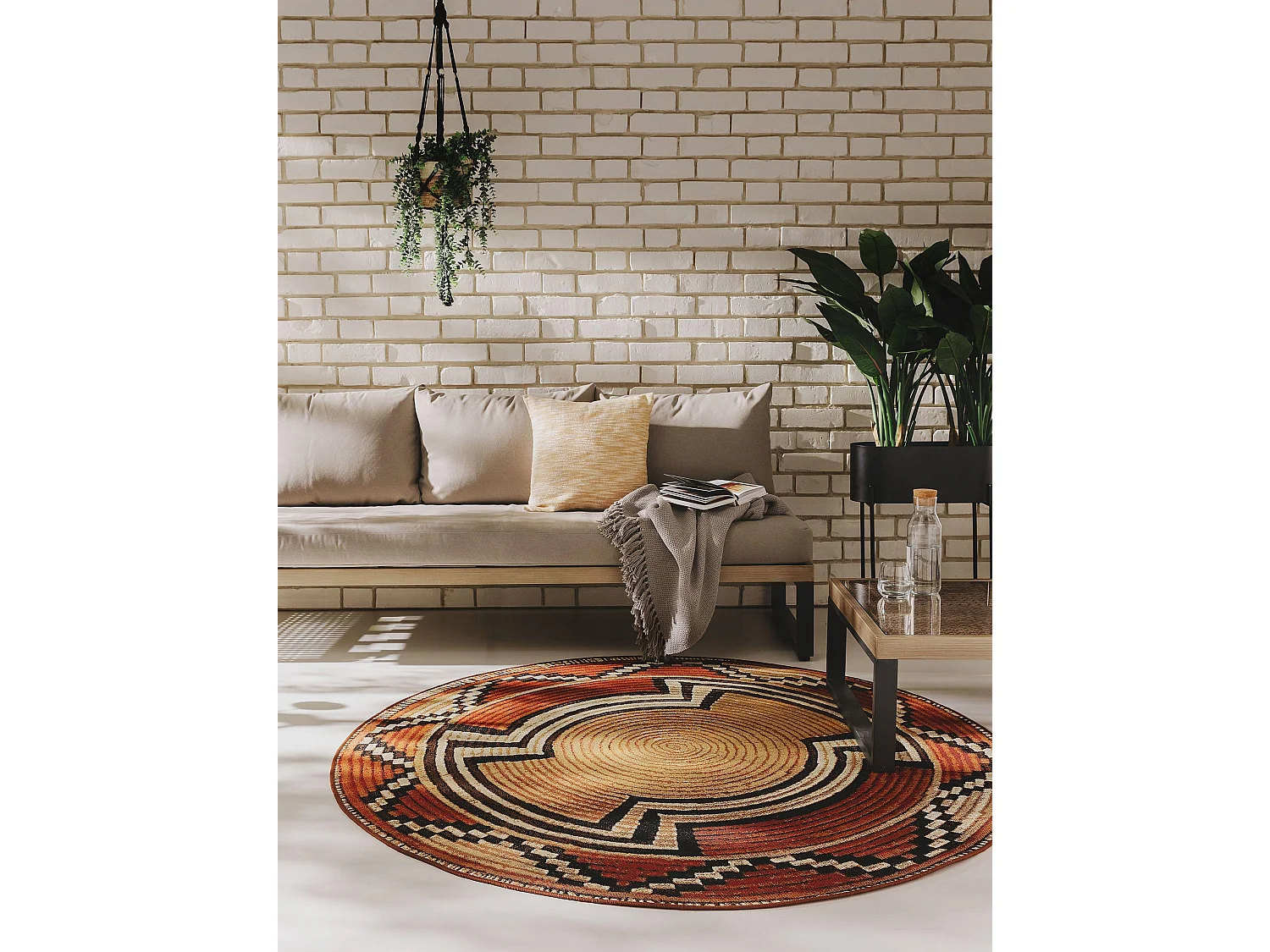 Tapis d'extérieur & intérieur Artis Beige/Cuivre ø 160 cm rond