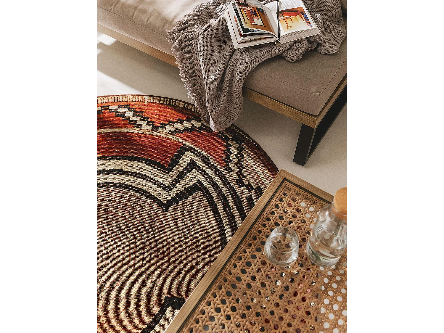 Tapis d'extérieur & intérieur Artis Beige/Cuivre ø 160 cm rond