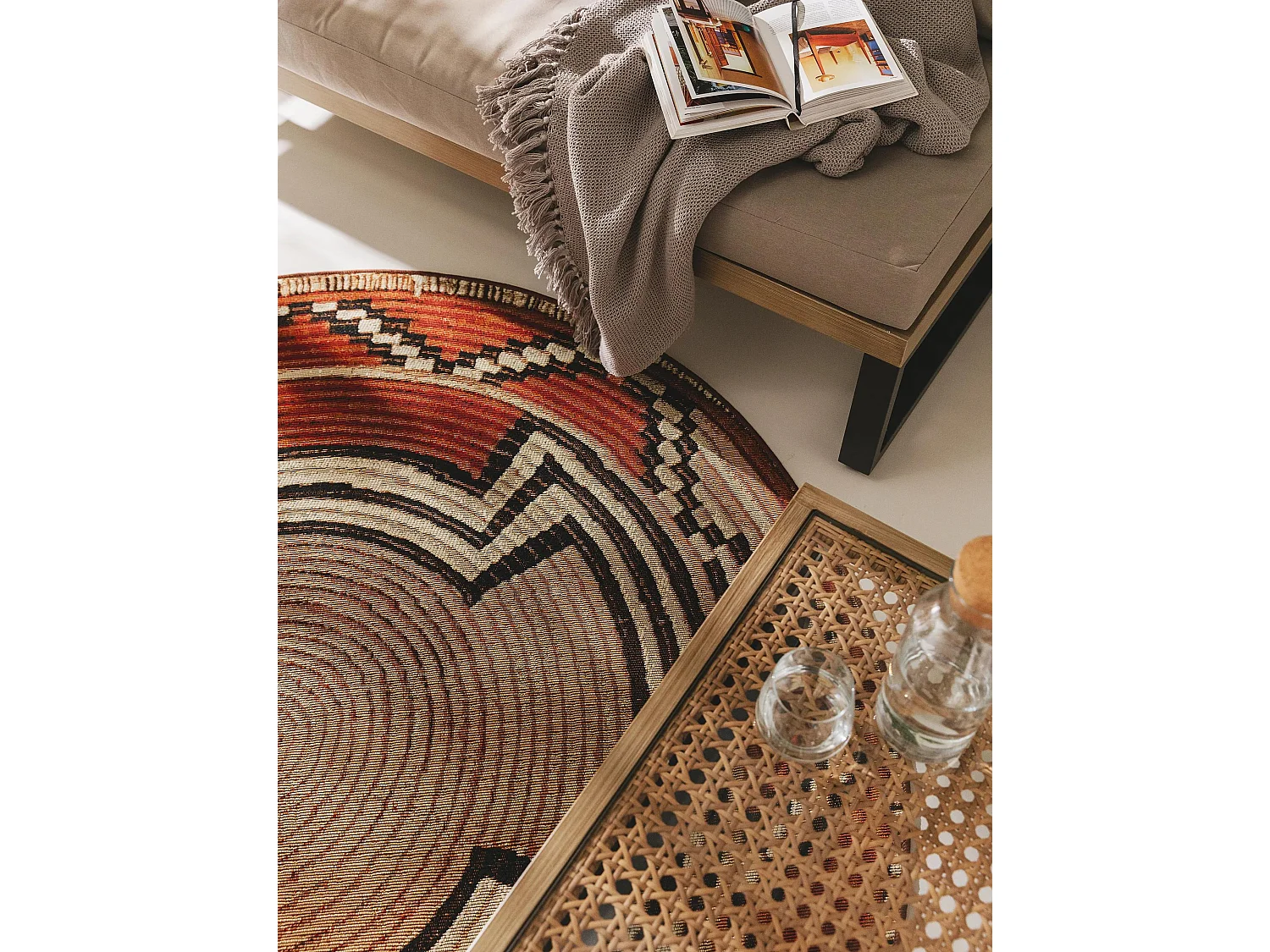 Tapis d'extérieur & intérieur Artis Beige/Cuivre ø 160 cm rond