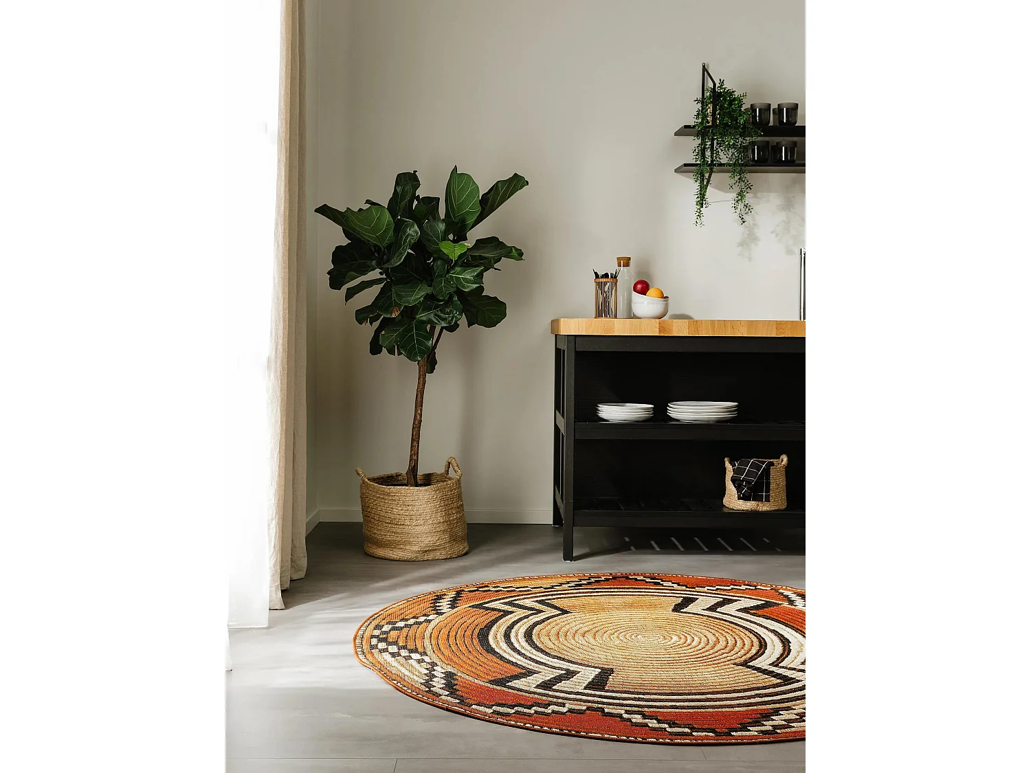 Tapis d'extérieur & intérieur Artis Beige/Cuivre ø 160 cm rond