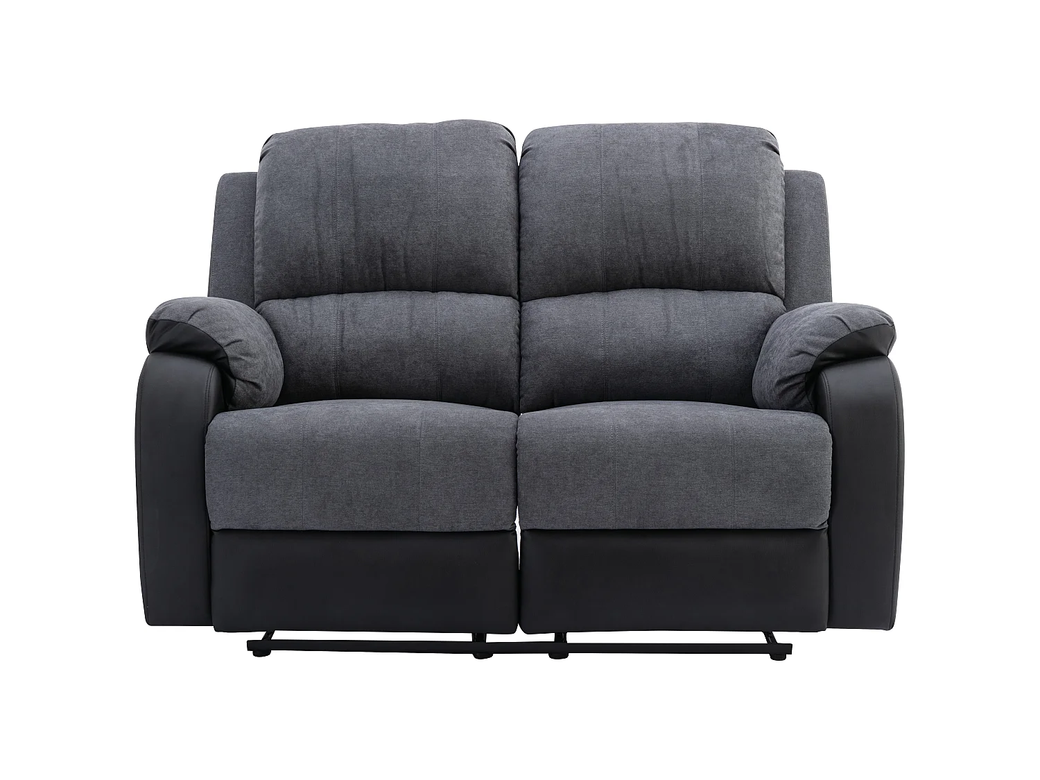 Twee- en driezits-relaxbank van microvezel en grijs en zwart kunstleer BRODY