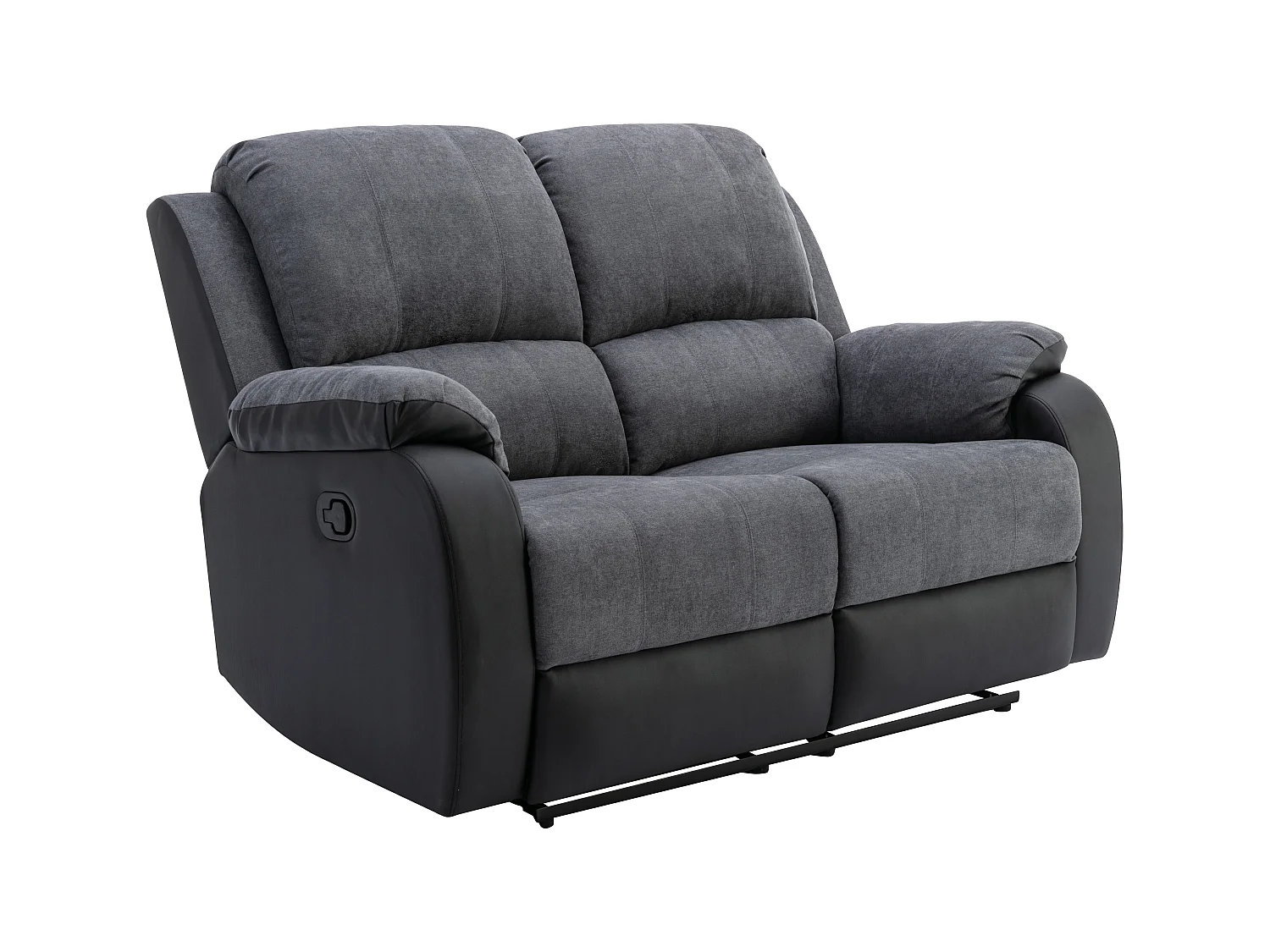 Twee- en driezits-relaxbank van microvezel en grijs en zwart kunstleer BRODY