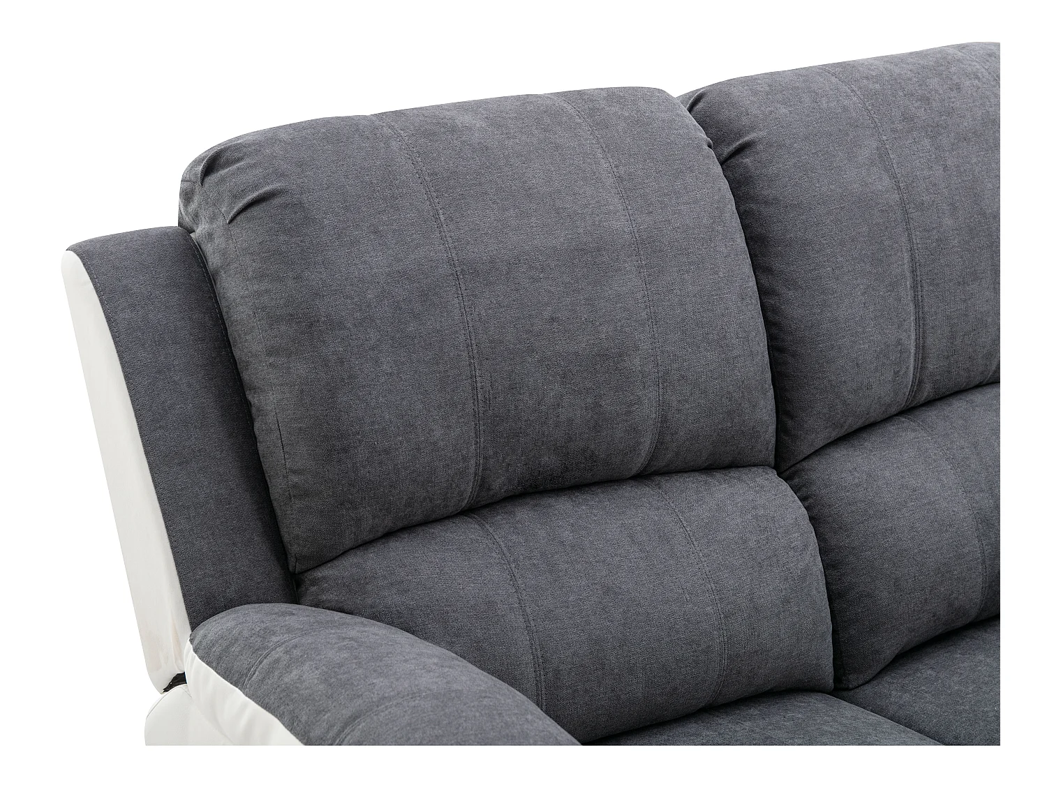 Sofá de 3+2 lugares articulado em microfibra e pele sintética cinzento e branco - BRODY