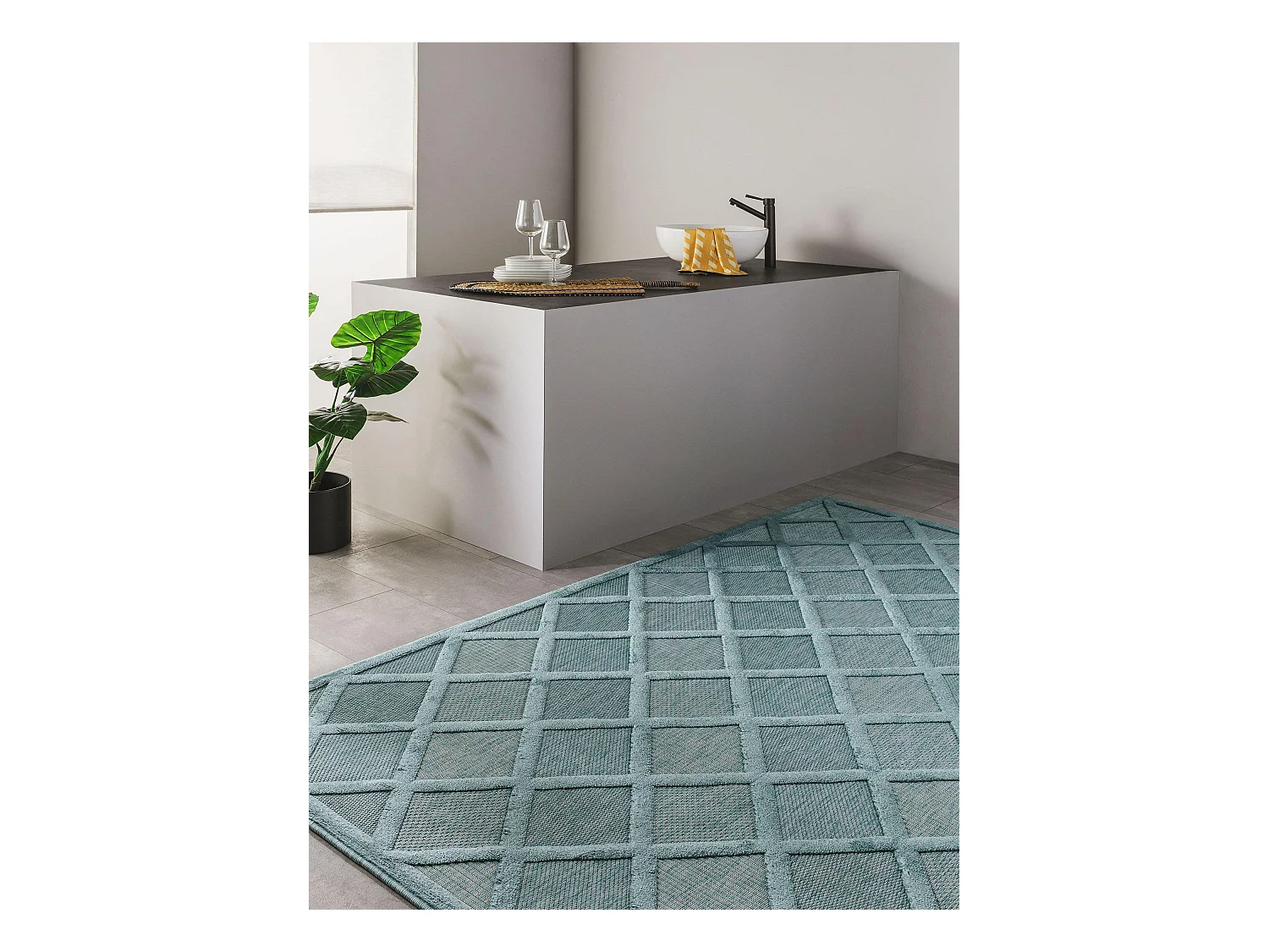 Tapis d'extérieur & intérieur Bonte Turquoise 200x290 cm
