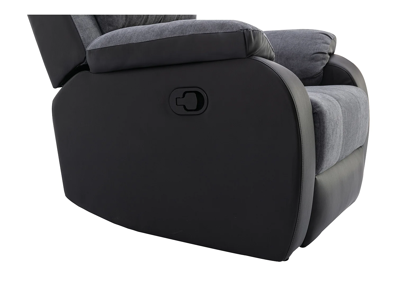 Driezits-relaxbank en -fauteuil van microvezel en grijs en zwart kunstleer BRODY