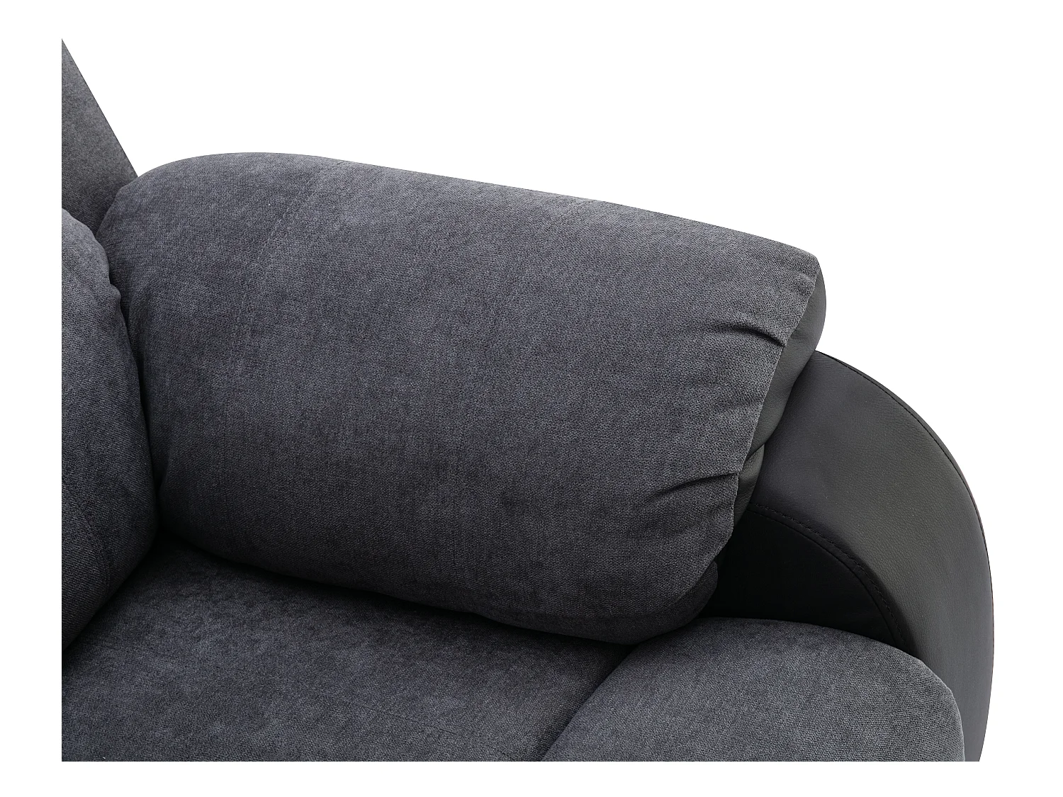 Canapé 3 places et fauteuil relax en microfibre et simili gris et noir BRODY