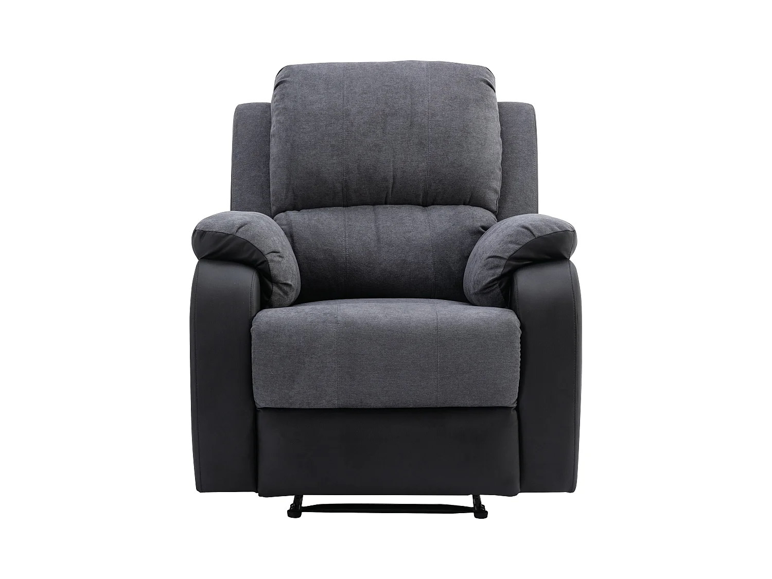 Canapé 3 places et fauteuil relax en microfibre et simili gris et noir BRODY