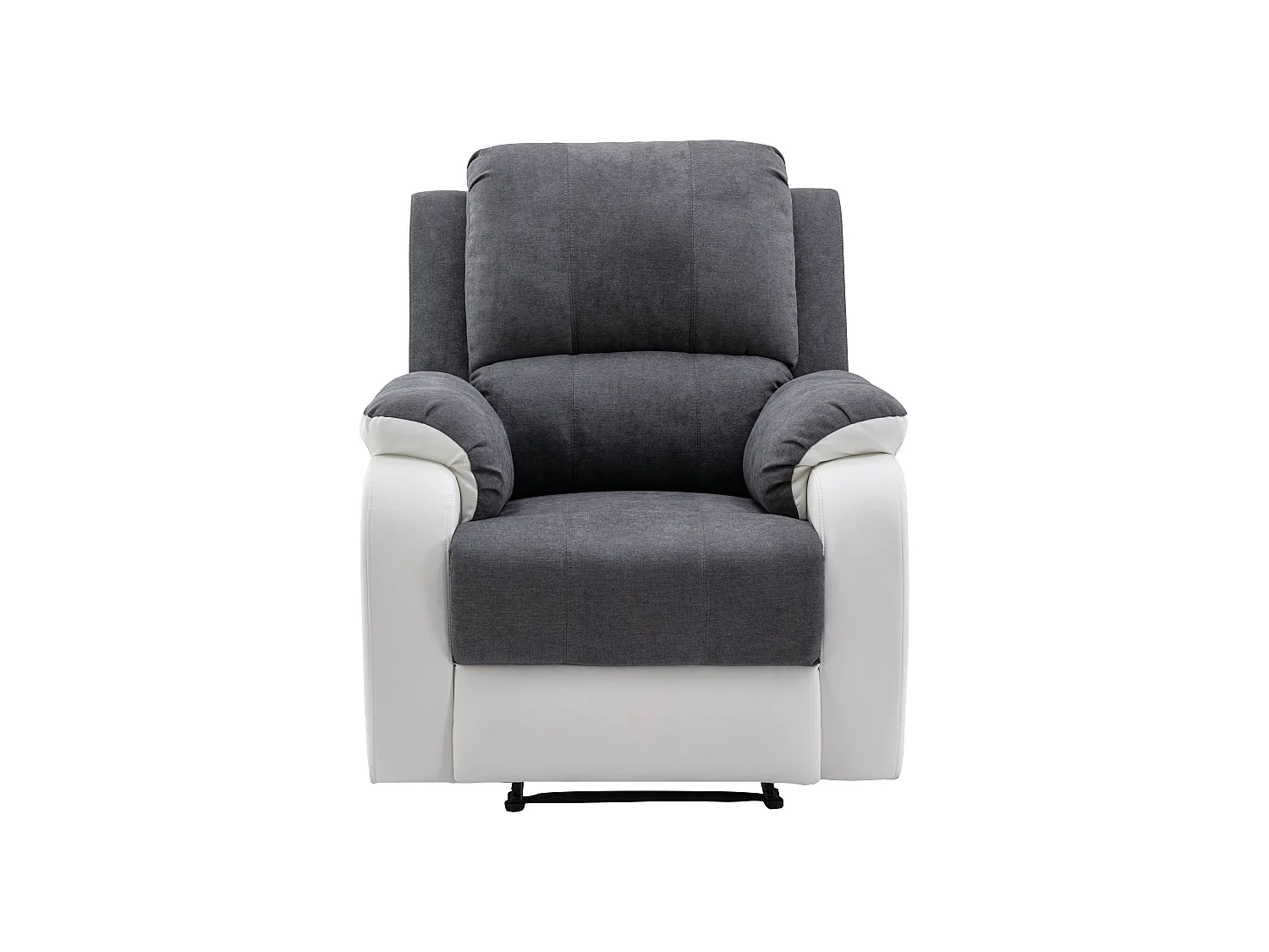 Divano 3 posti e poltrona relax in Microfibra e Similpelle Grigio e Bianco - BRODY