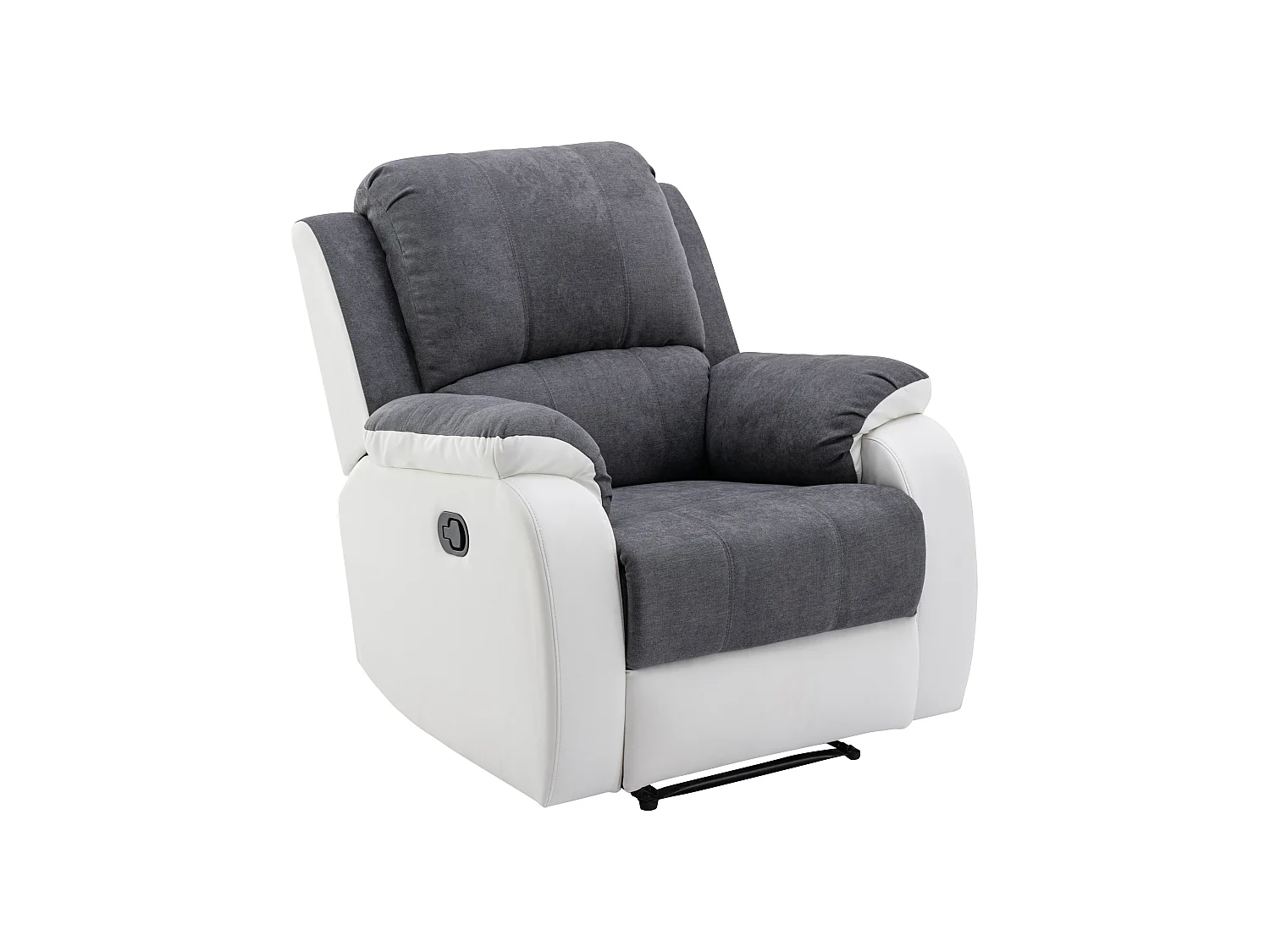 Divano 3 posti e poltrona relax in Microfibra e Similpelle Grigio e Bianco - BRODY