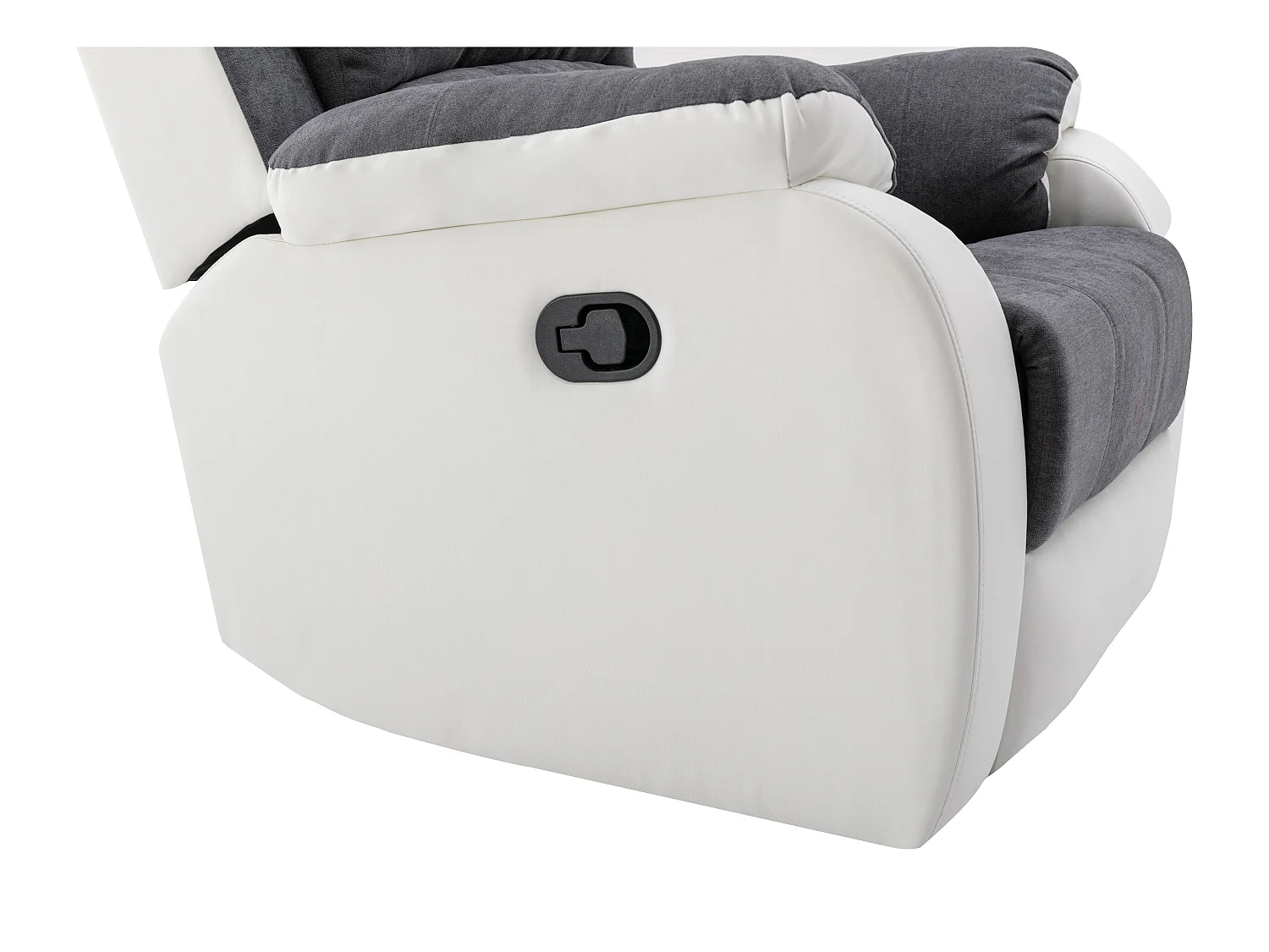 Divano 3 posti e poltrona relax in Microfibra e Similpelle Grigio e Bianco - BRODY