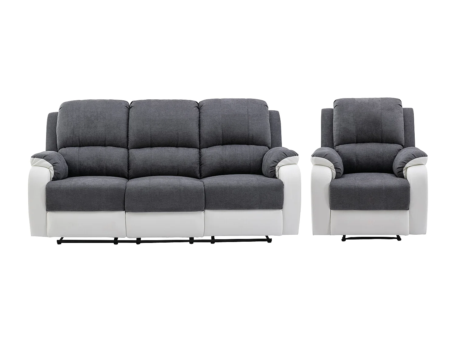 Couchgarnitur 3+1 - Microfaser & Kunstleder - Grau & Weiß - BRODY