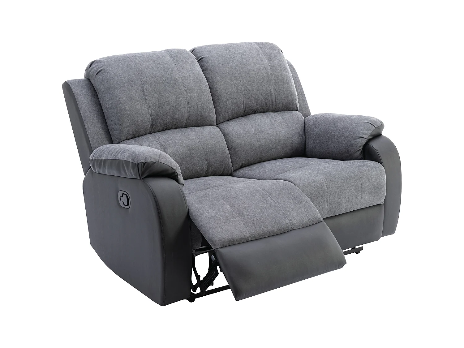 Couchgarnitur 3+2+1 - Mikrofaser & Kunstleder - Grau & Schwarz - BRODY