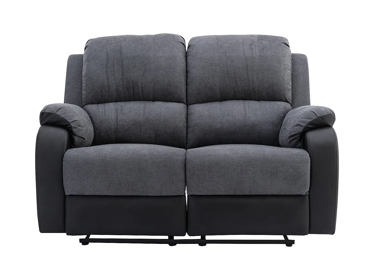 Canapés 3 places 2 places et un fauteuil relax en microfibre et simili gris et noir BRODY