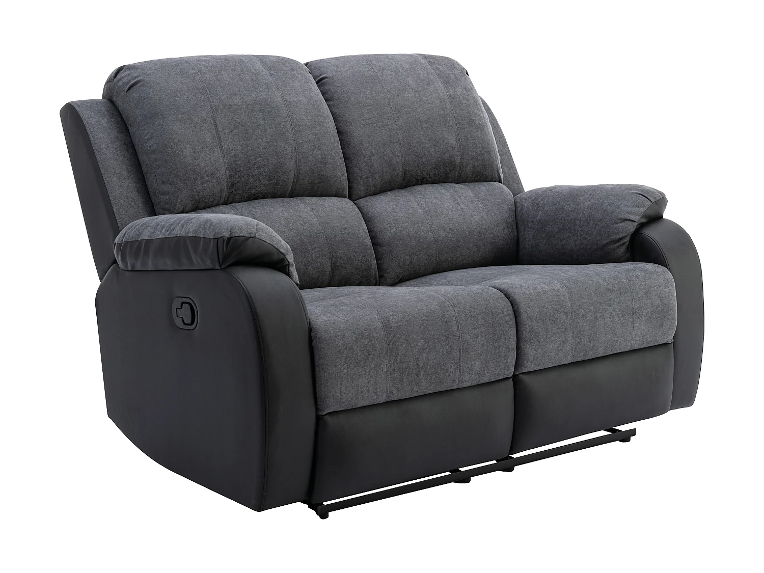 Canapés 3 places 2 places et un fauteuil relax en microfibre et simili gris et noir BRODY