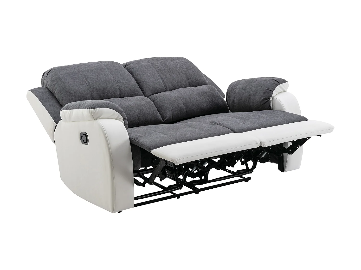 Twee- en driezits-relaxbank en -fauteuil van microvezel en grijs en wit kunstleer BRODY