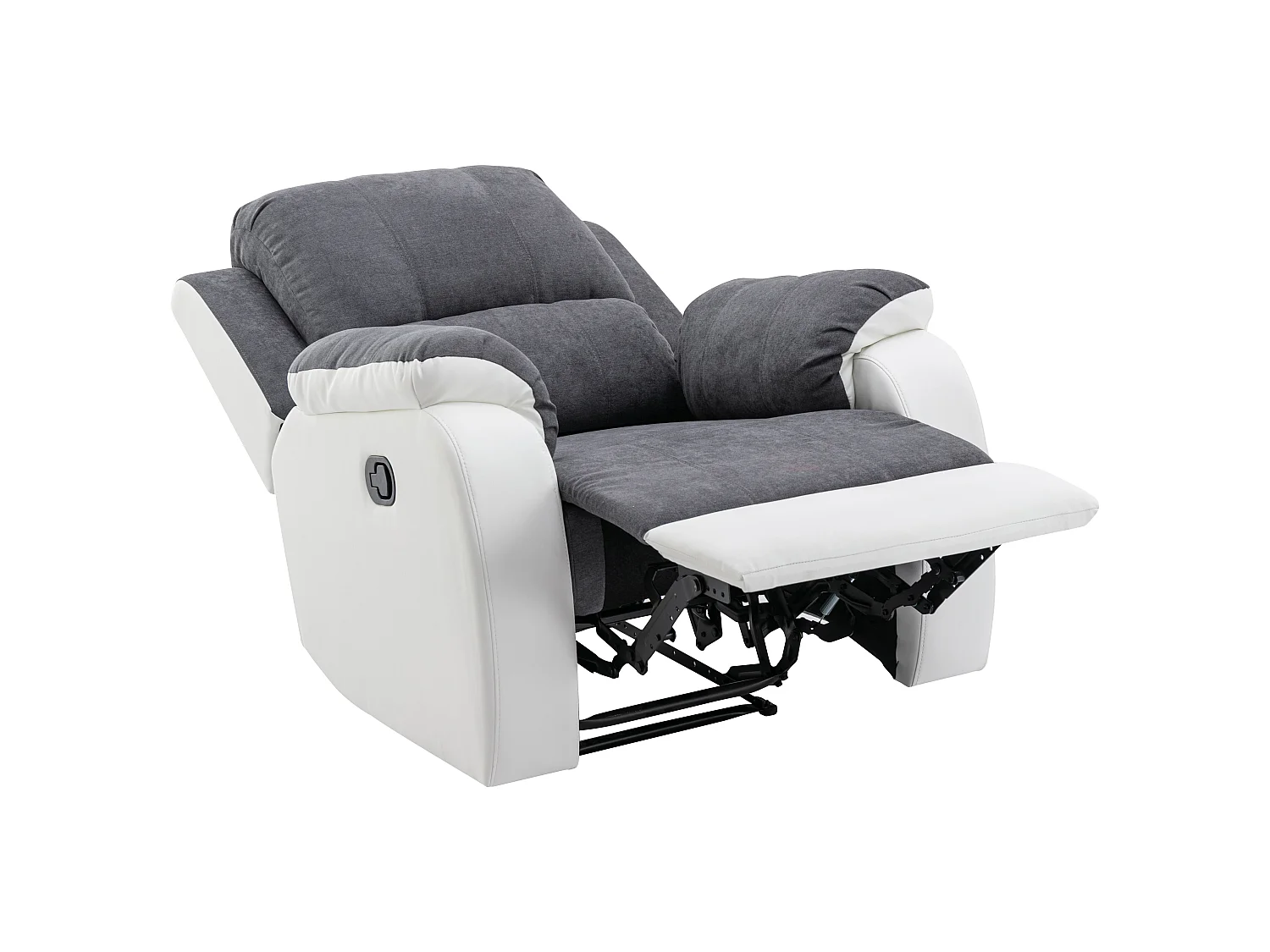 Twee- en driezits-relaxbank en -fauteuil van microvezel en grijs en wit kunstleer BRODY