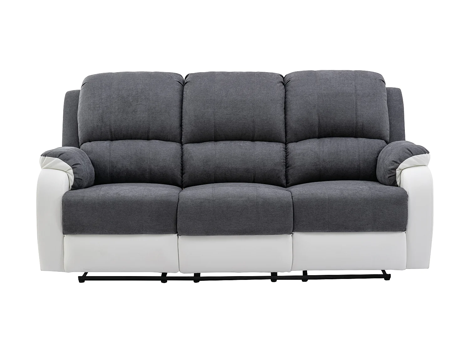 Twee- en driezits-relaxbank en -fauteuil van microvezel en grijs en wit kunstleer BRODY