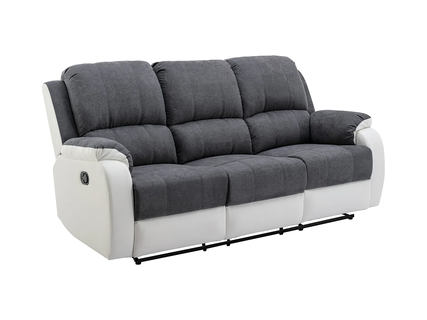 Twee- en driezits-relaxbank en -fauteuil van microvezel en grijs en wit kunstleer BRODY
