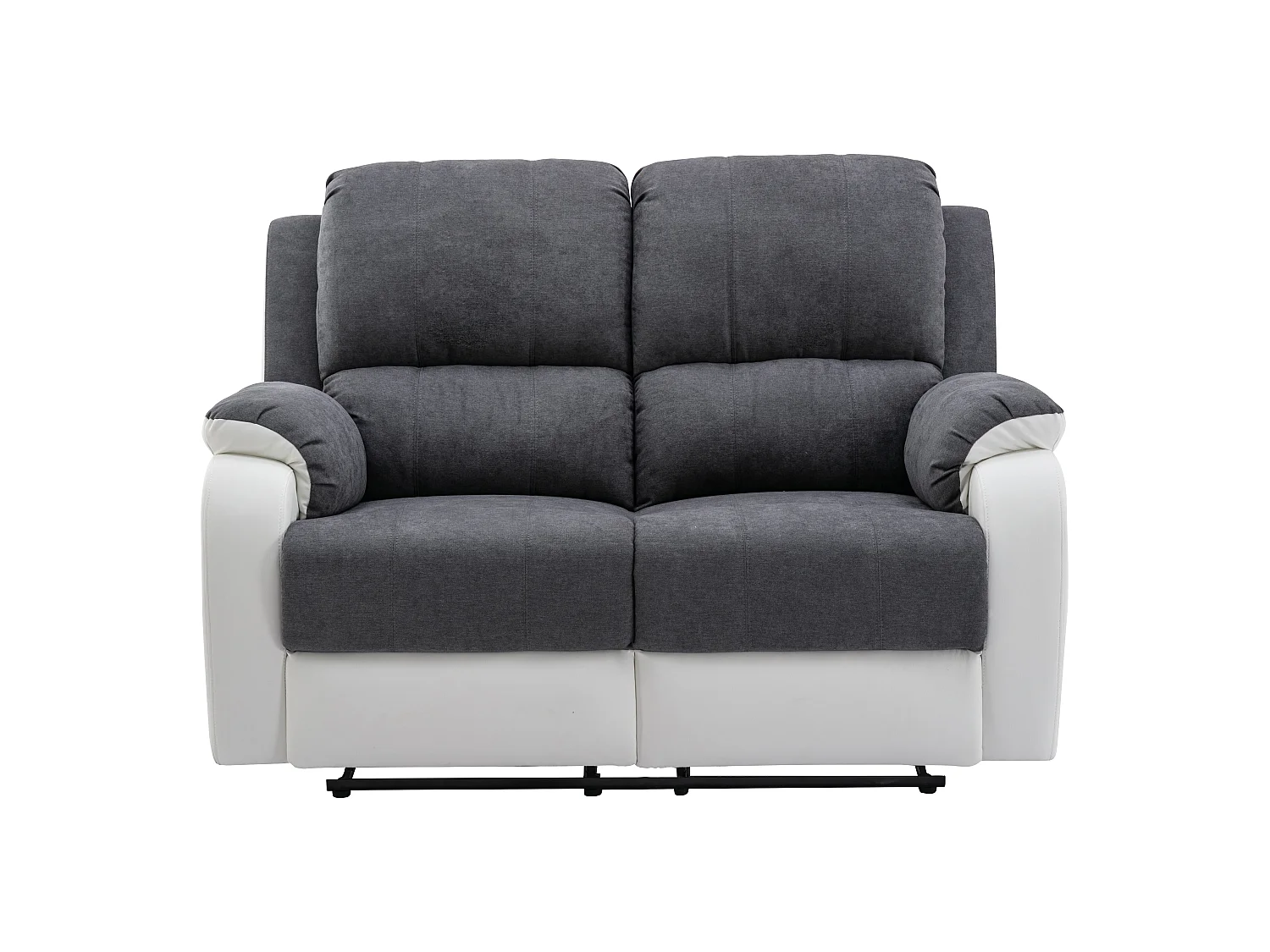 Twee- en driezits-relaxbank en -fauteuil van microvezel en grijs en wit kunstleer BRODY