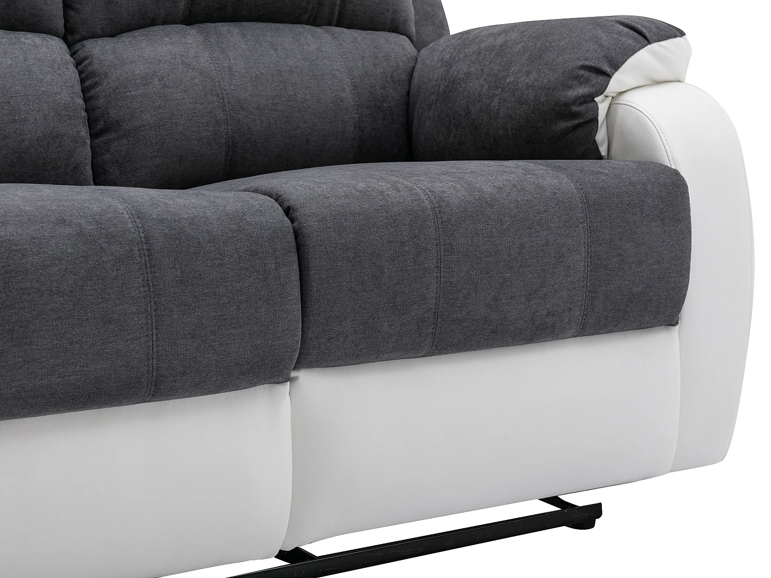 Canapés 3 places 2 places et un fauteuil relax en microfibre et simili gris et blanc BRODY