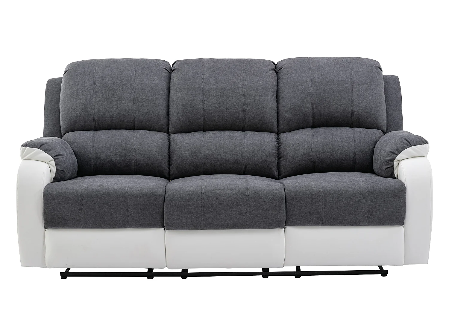 Canapés 3 places 2 places et un fauteuil relax en microfibre et simili gris et blanc BRODY